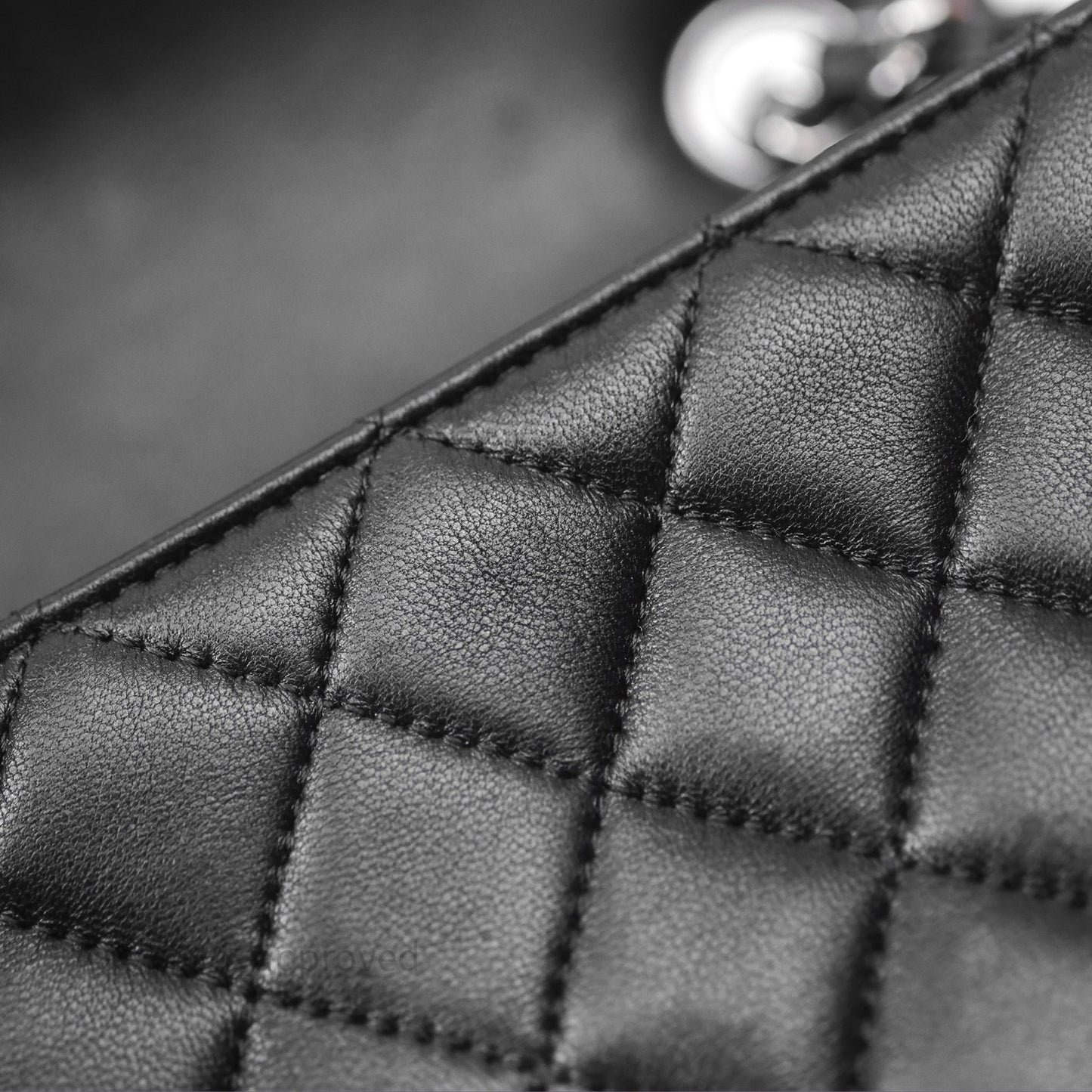 Chanel Quilted Mini Rectangular Flap Black Lambskin Silver Hardware
