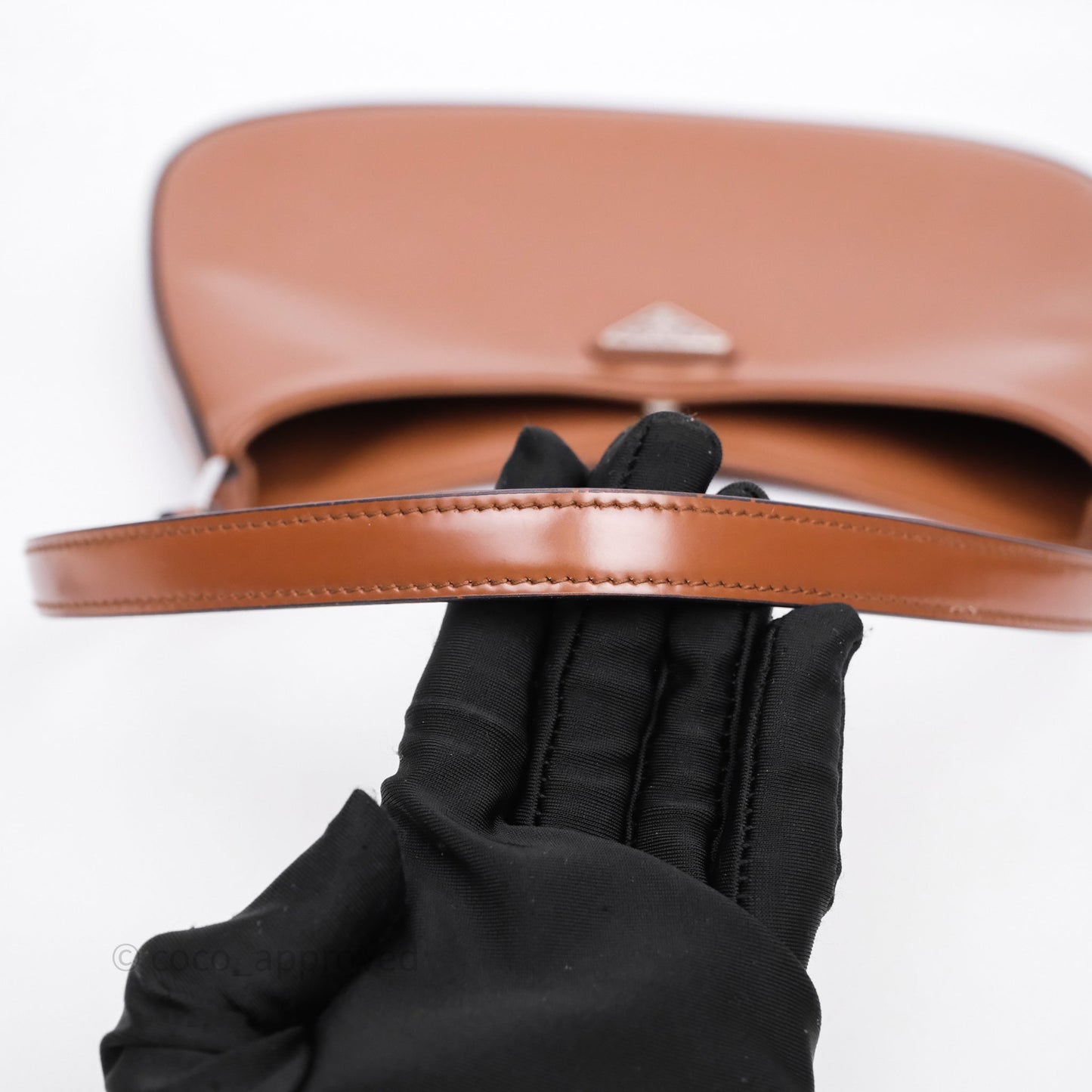 Prada Cleo Brushed Leather Shoulder Bag Brown