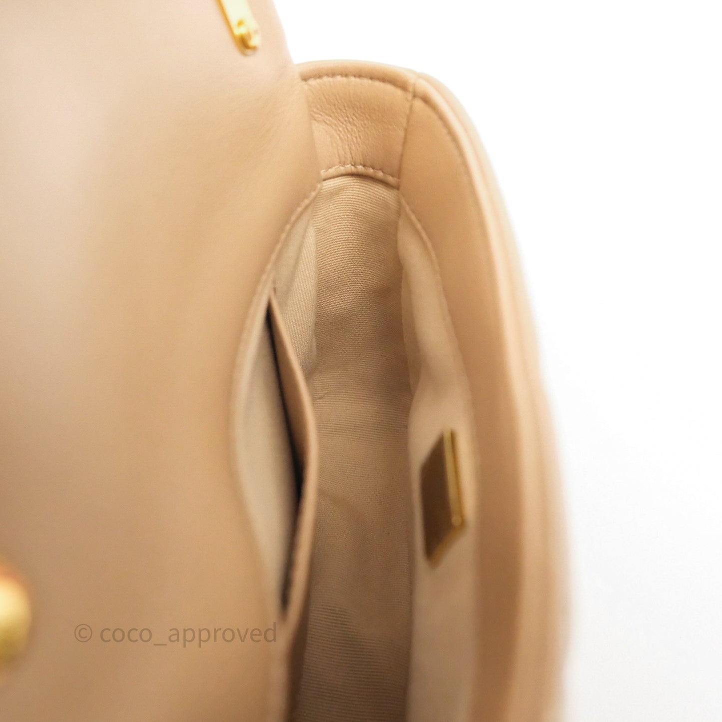 Chanel Mini CC Funky Town Flap Quilted Beige Lambskin Aged Gold Hardware