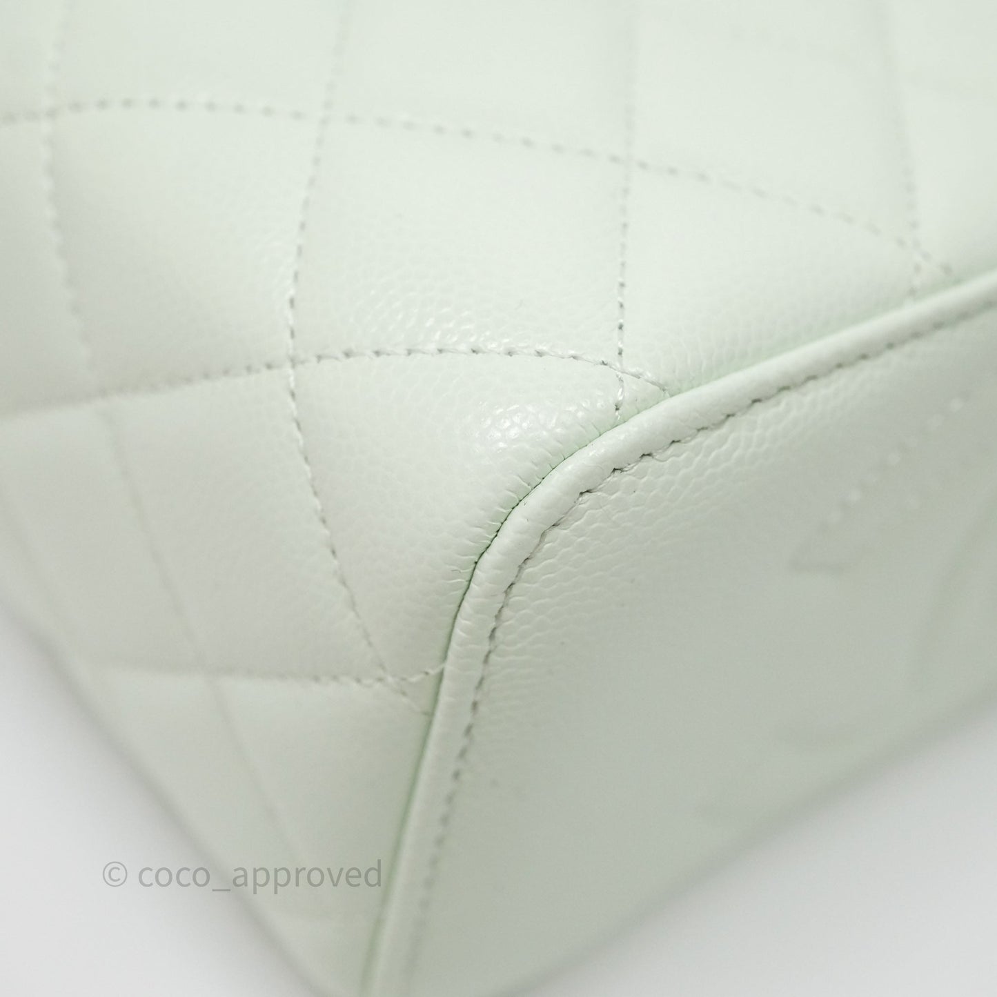 Chanel Vanity Rectangular Top Handle Mint Green Caviar Gold Hardware