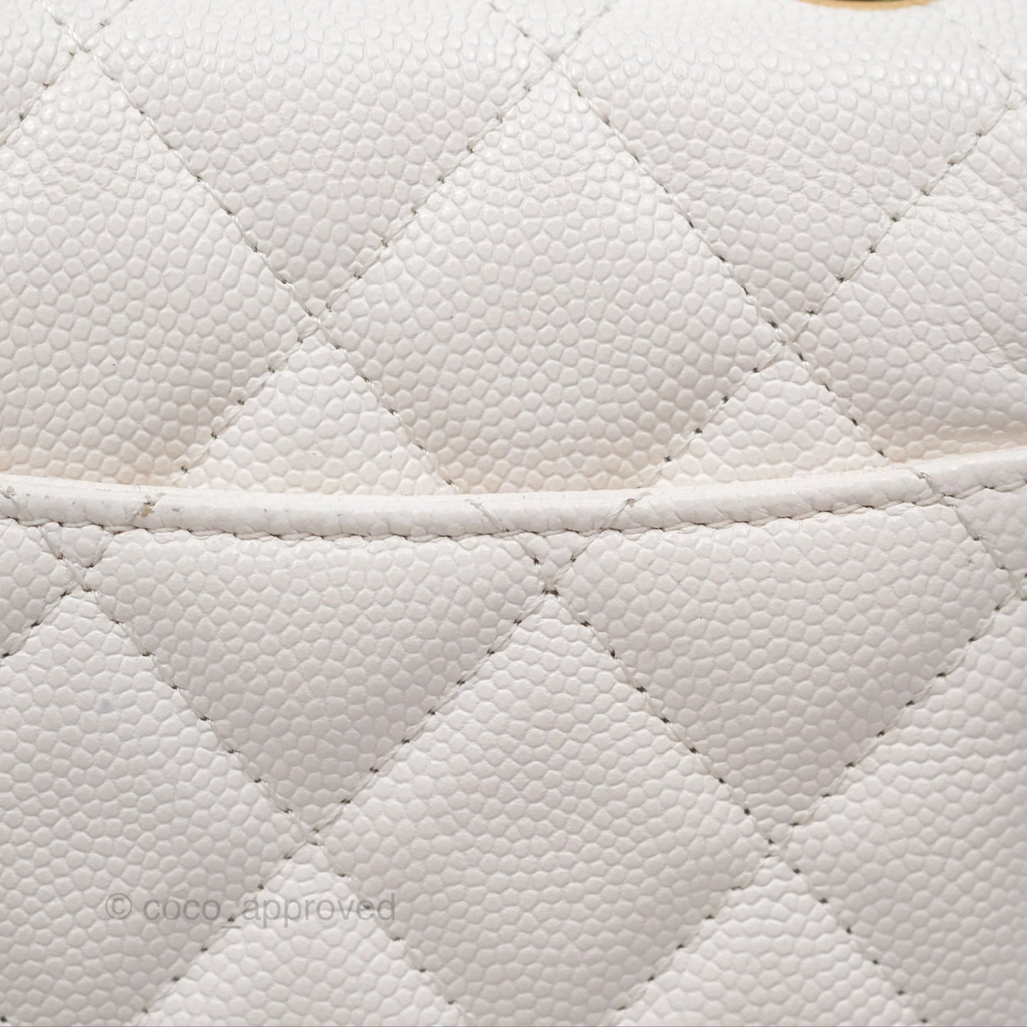 Chanel Classic Quilted Phone Holder White Caviar Gold Hardware
