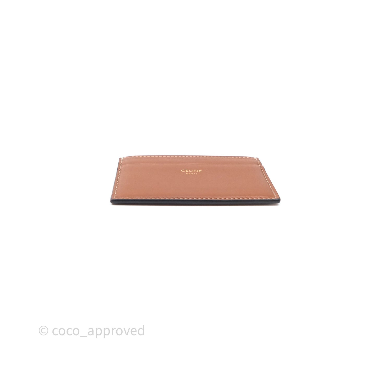 Celine Zipped Purse with Removable Card Holder in Tan Triomphe Canvas/ Lambskin