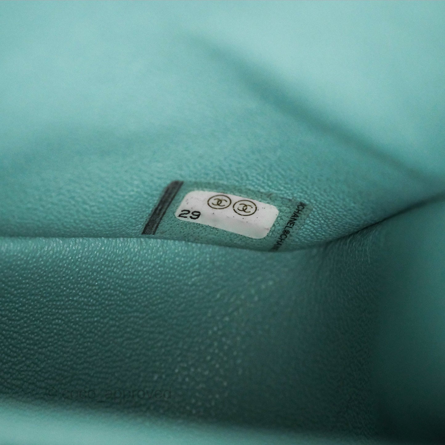 Chanel Small Classic Quilted Flap Tiffany Green Caviar Gold Hardware