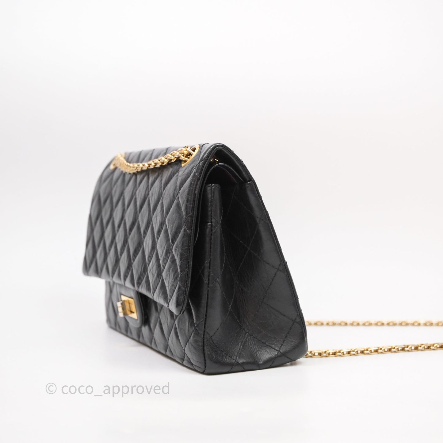 Chanel Quilted 2.55 Reissue 226 Flap Bag Black Aged Calfskin Gold Hardware