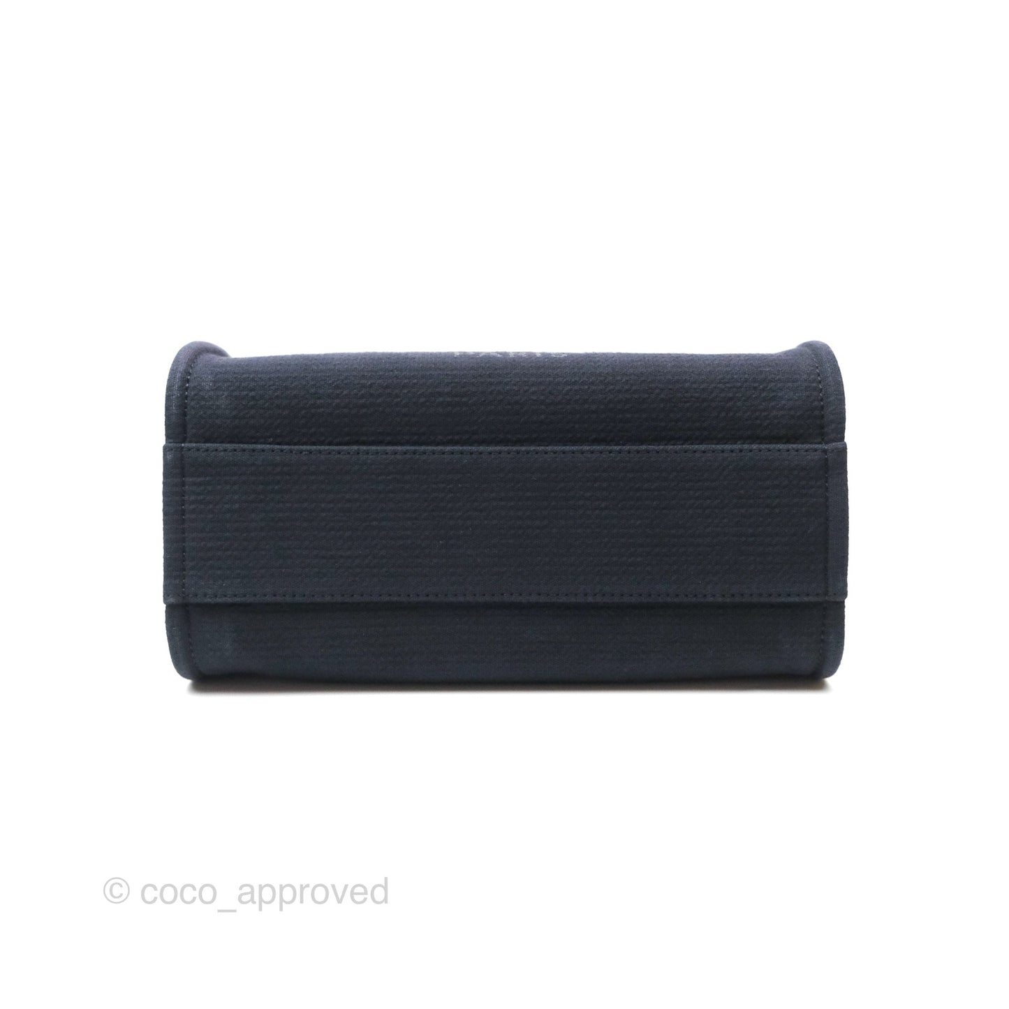 Chanel New Small Deauville Tote Dark Navy Cotton Raffia Logo