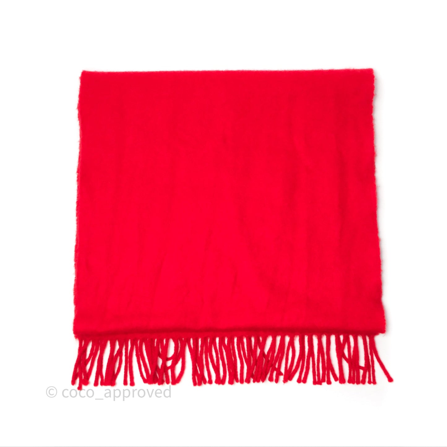 Hermès Cashmere Fringe Muffler Scarf Red