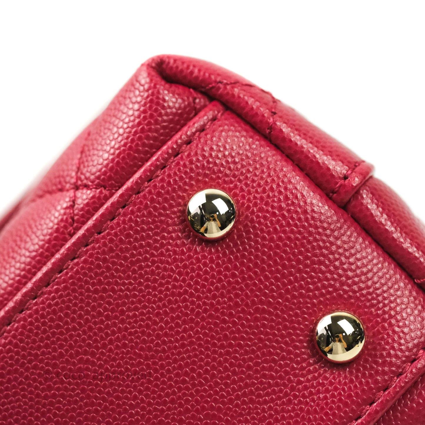 Chanel Mini (Small) Coco Handle Quilted Red Caviar Gold Hardware 21A