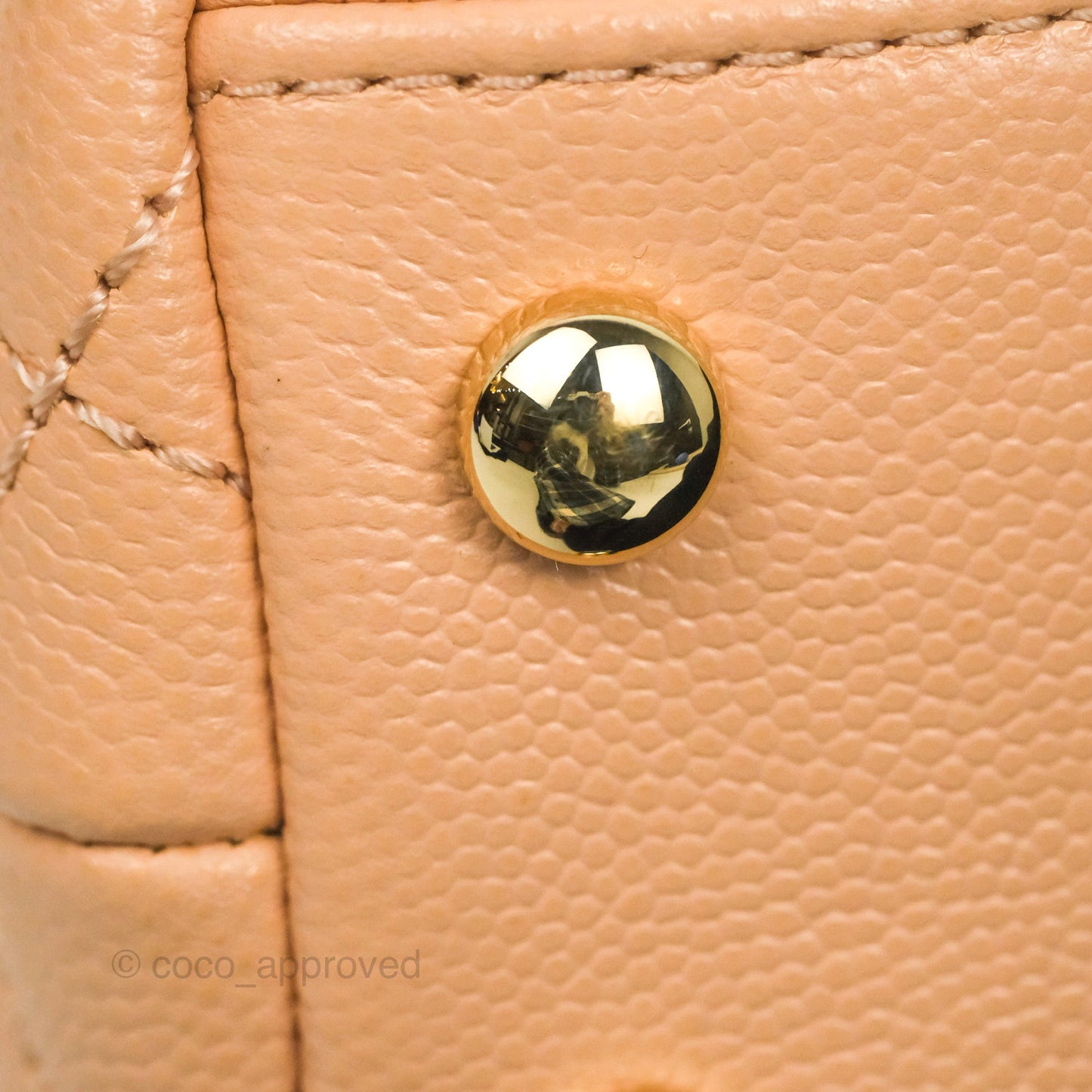 Chanel Mini Coco Handle Quilted Beige Pink Caviar Gold Hardware