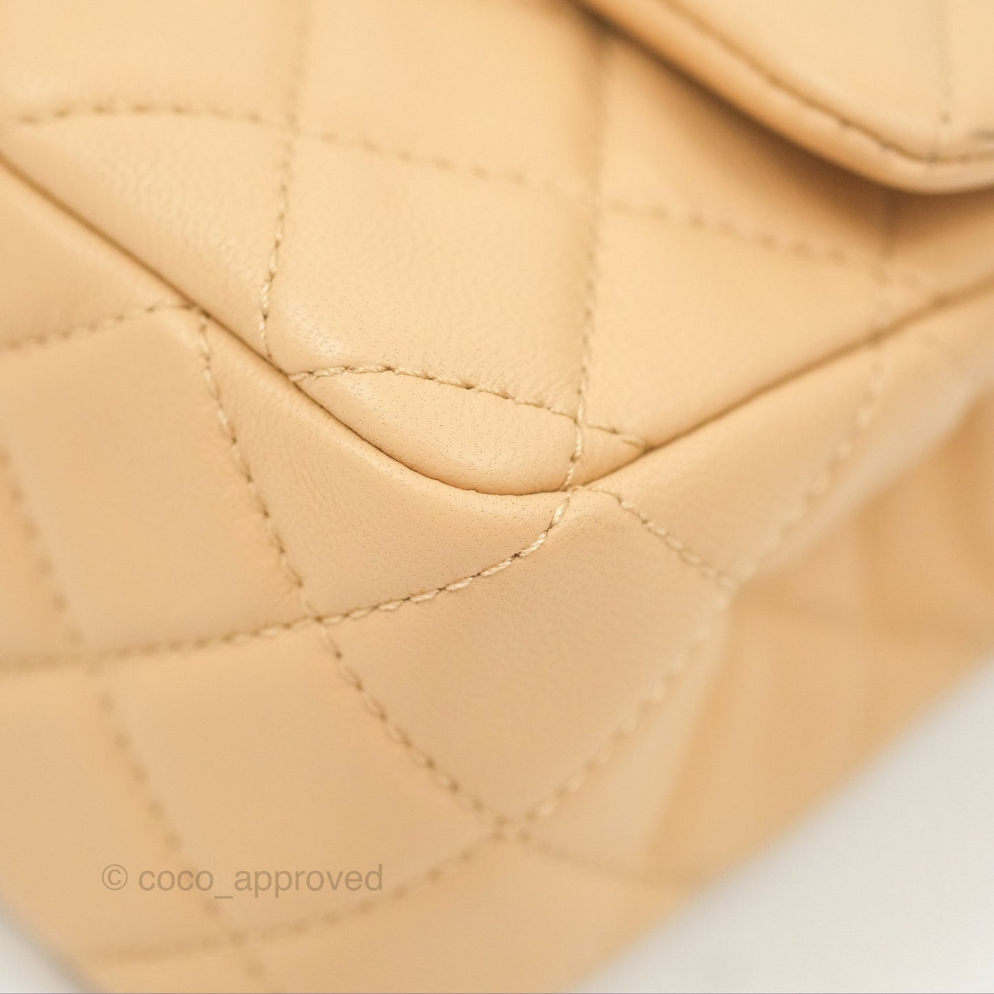 Chanel Pearl Crush Mini Rectangular Beige Lambskin Aged Gold Hardware