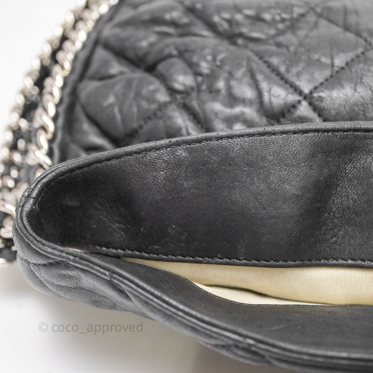 Chanel Chain Around Calfskin Hobo Black Silver Hardware