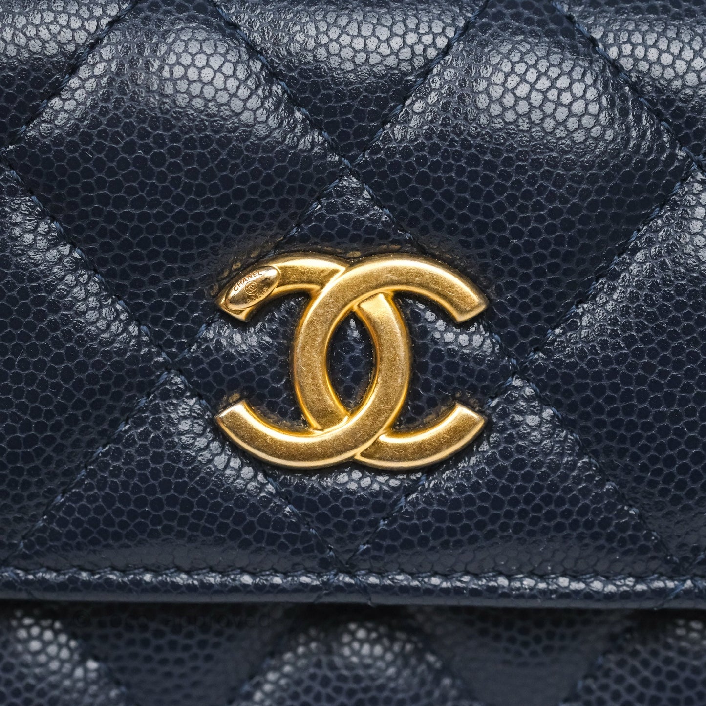 Chanel Twist Your Button Coin Purse With Chain Navy Shiny Caviar