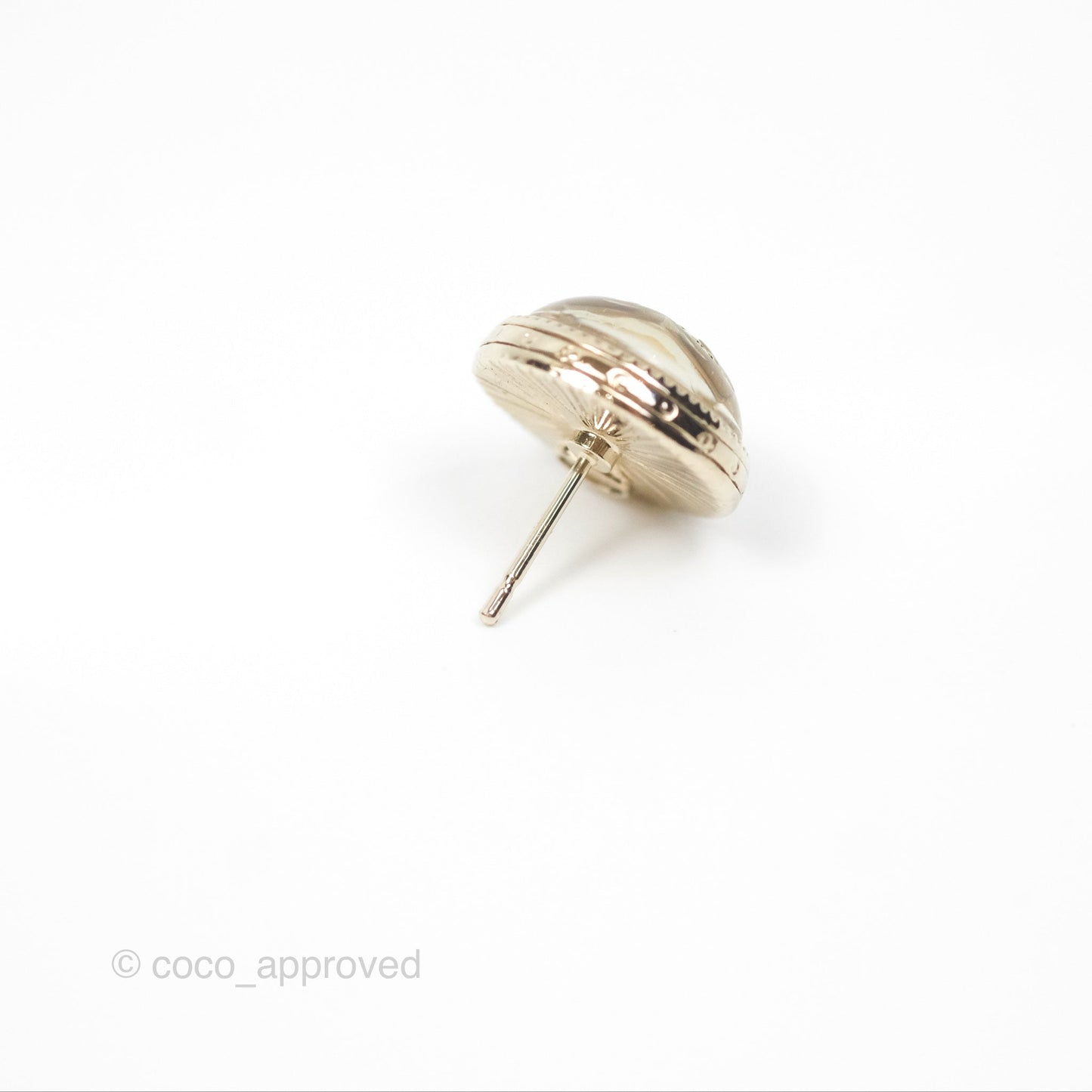 Chanel CC Crystal Round Earrings Gold Tone 22C