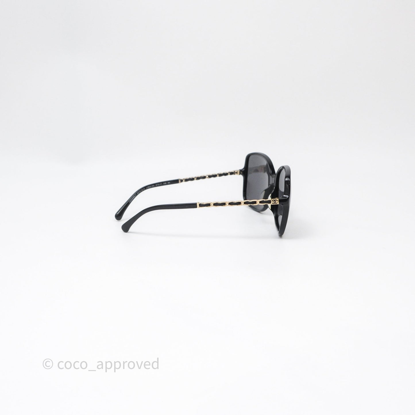 Chanel CC Chain-Link Square Sunglasses Black