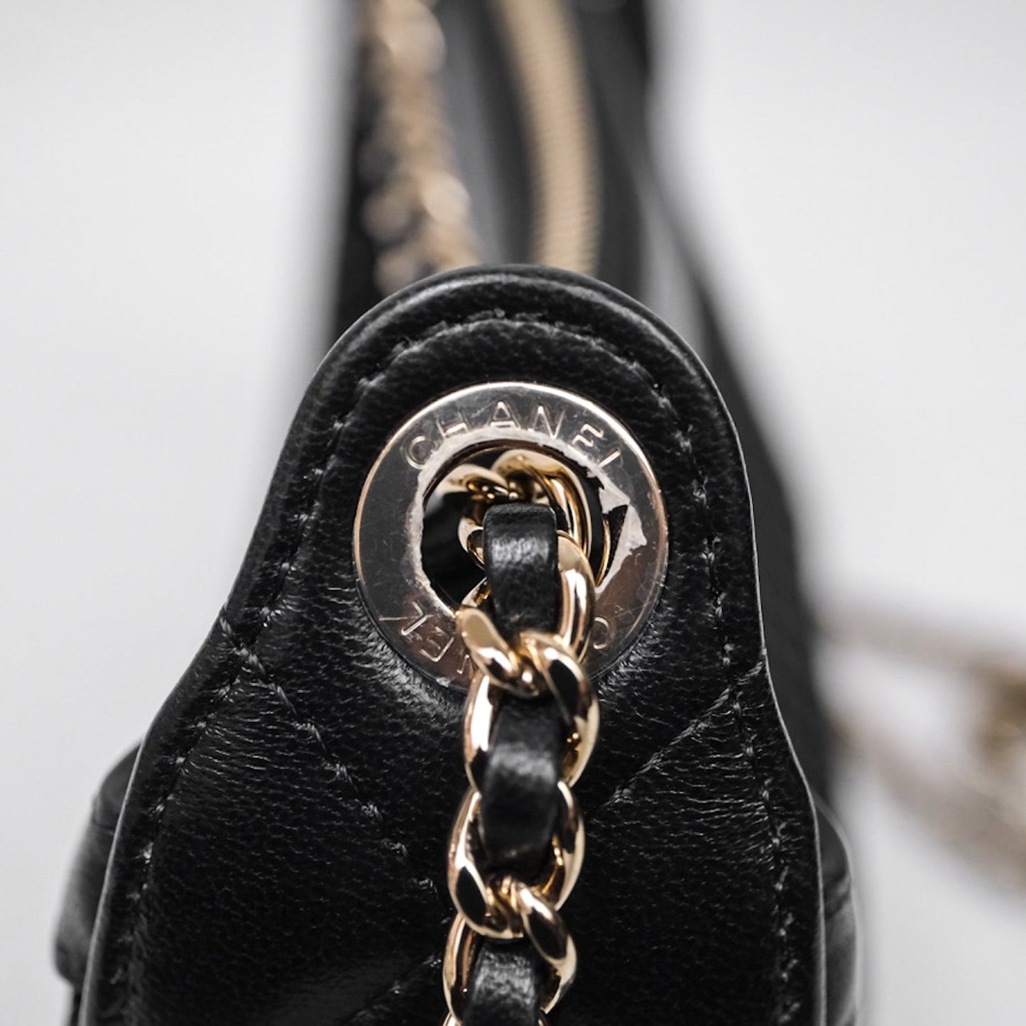 Chanel Mesh Clutch With Chain Black Shiny Lambskin Gold Hardware