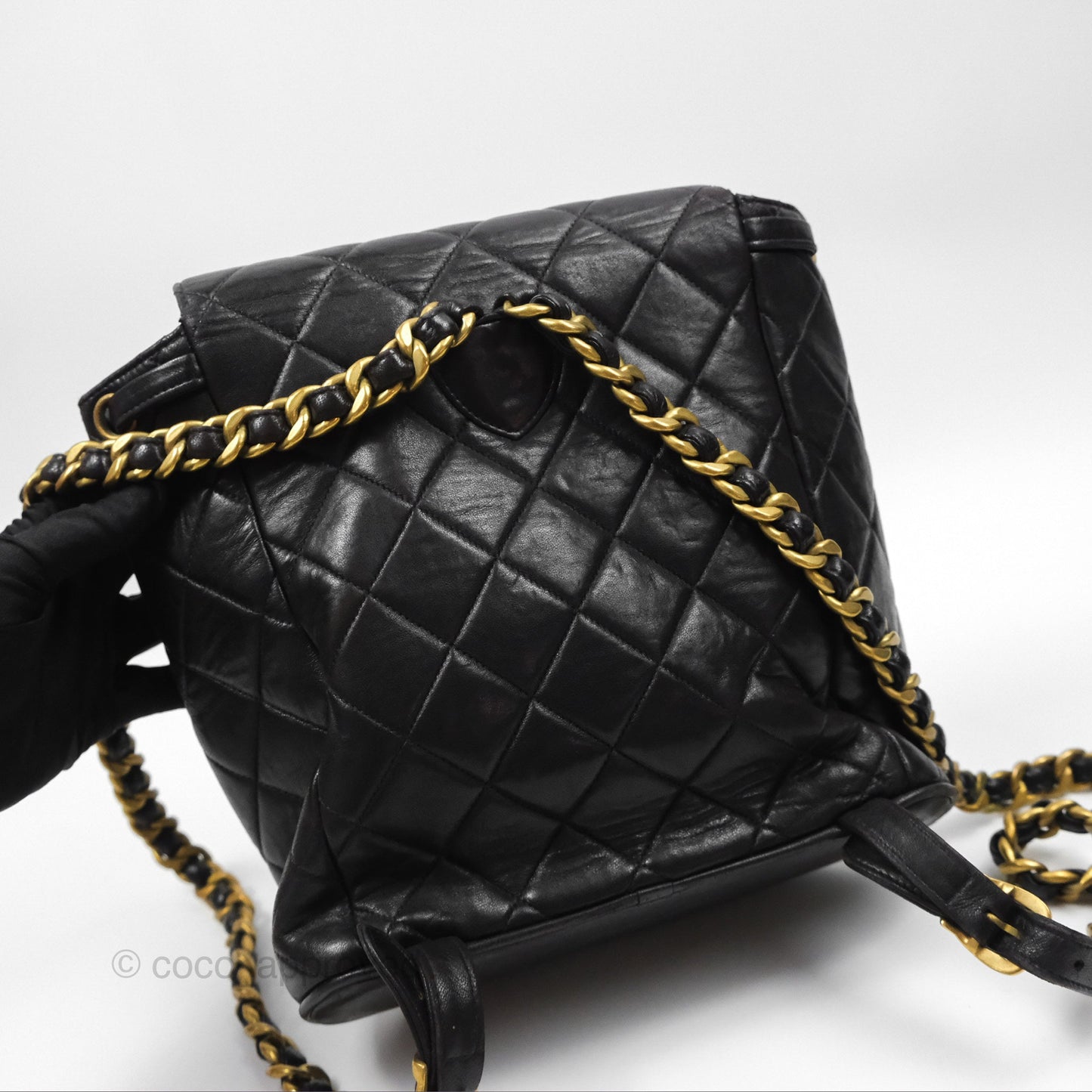 Chanel Vintage CC Duma Backpack Black Lambskin 24K Gold Hardware