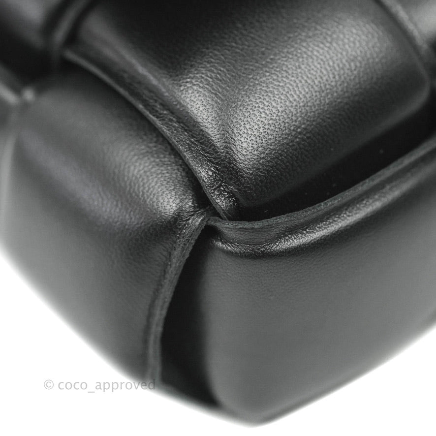 Bottega Veneta Padded Cassette Shoulder Bag Intrecciato Black Lambskin Gold Hardware