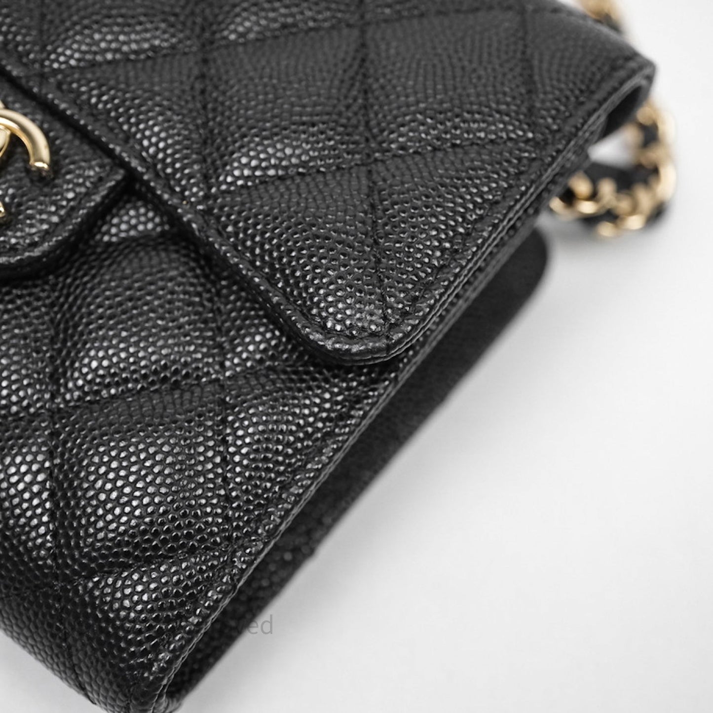 Chanel Quilted Mini Wallet on Chain WOC Black Caviar Gold Hardware