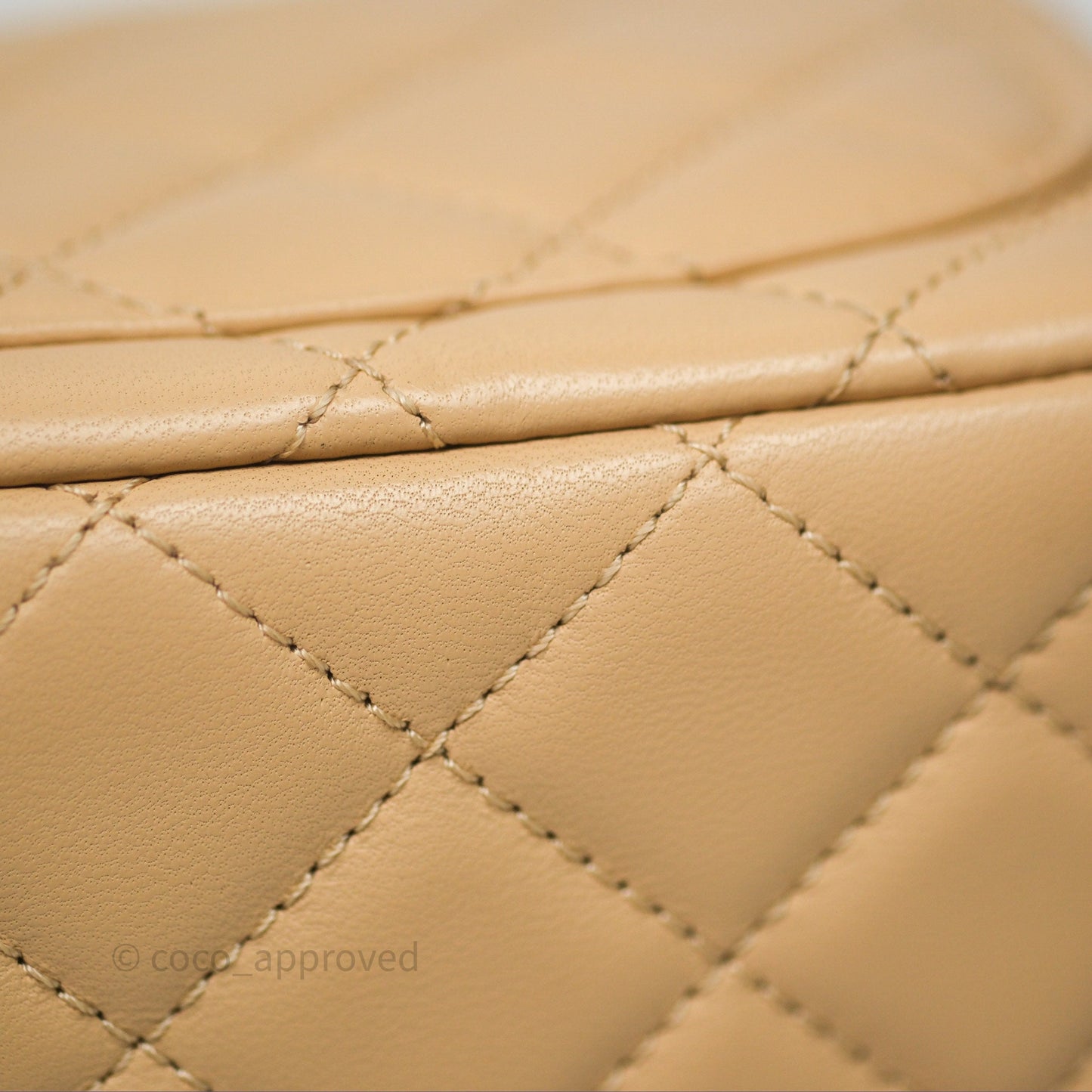 Chanel Pearl Crush Mini Square Quilted Beige Lambskin Aged Gold Hardware