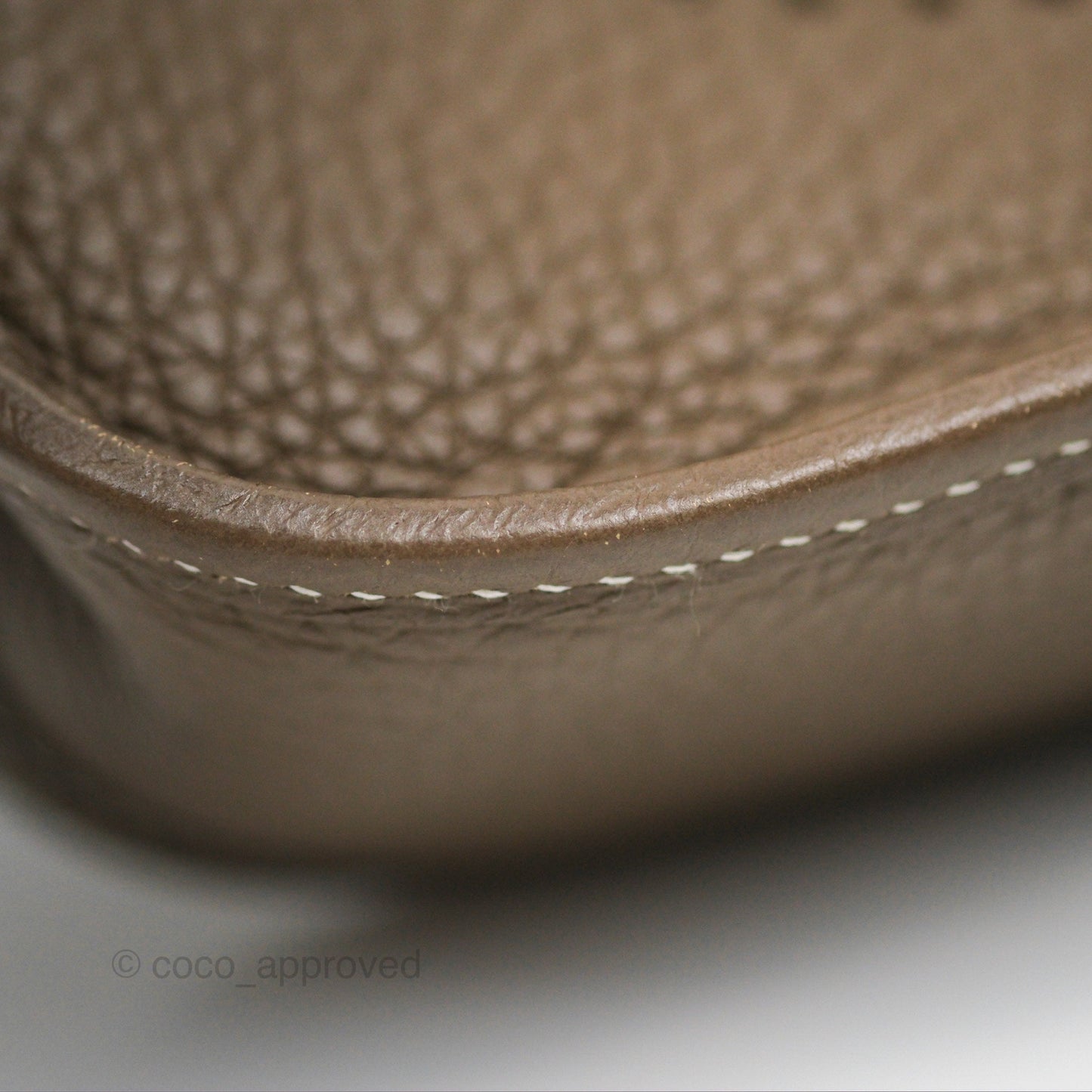 Hermès Mini Evelyne 16 Etoupe 18 Clemence Palladium Hardware with Bleu Indigo Strap