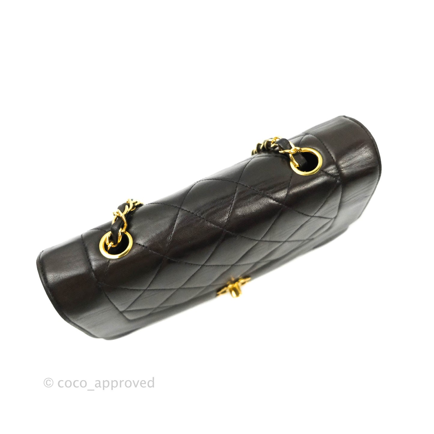 Chanel Vintage Classic Small Diana Flap Bag Black Lambskin 24K Gold Hardware