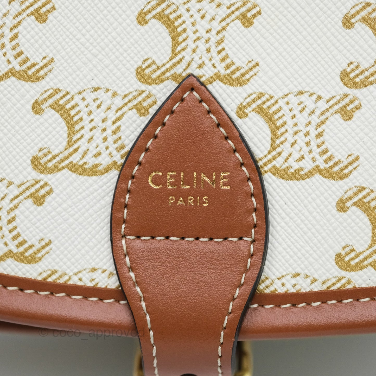 Celine Medium Folco Bag Triomphe Canvas White