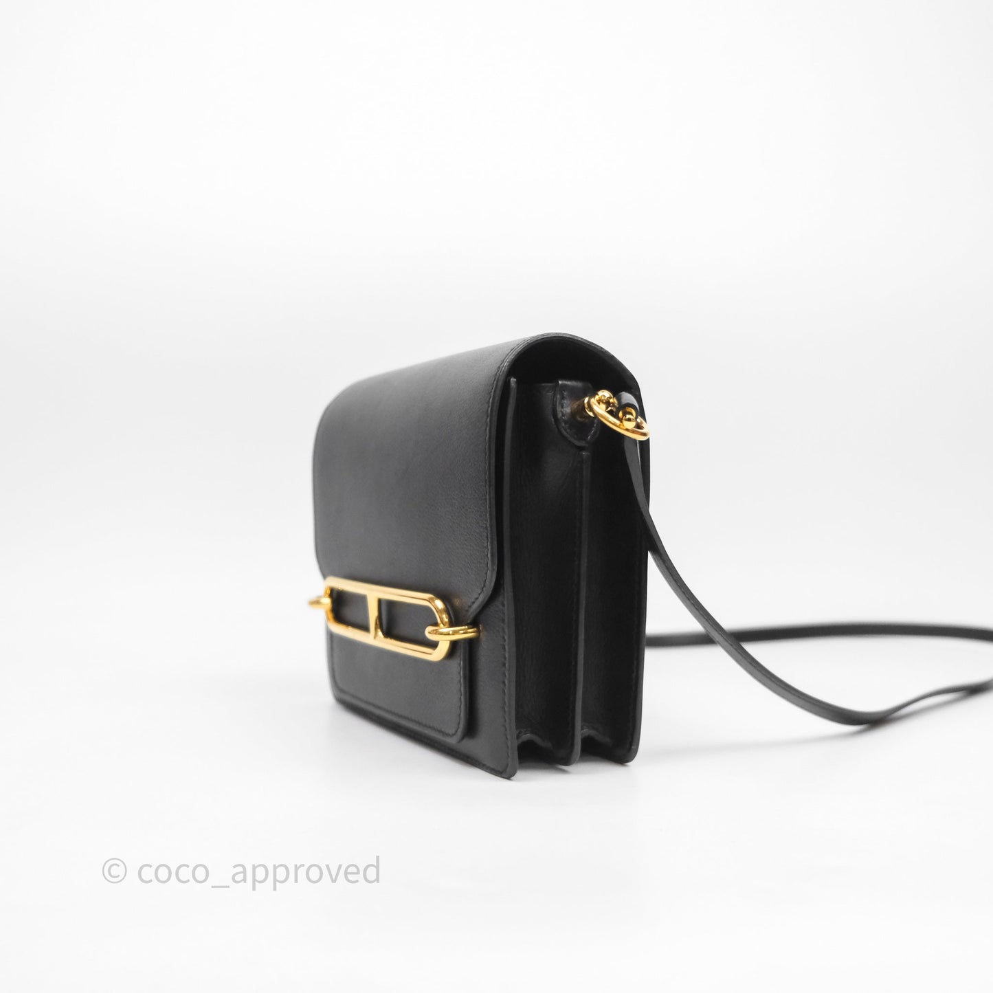 Hermès Roulis Mini 18 Black Veau Evergrain Gold Hardware
