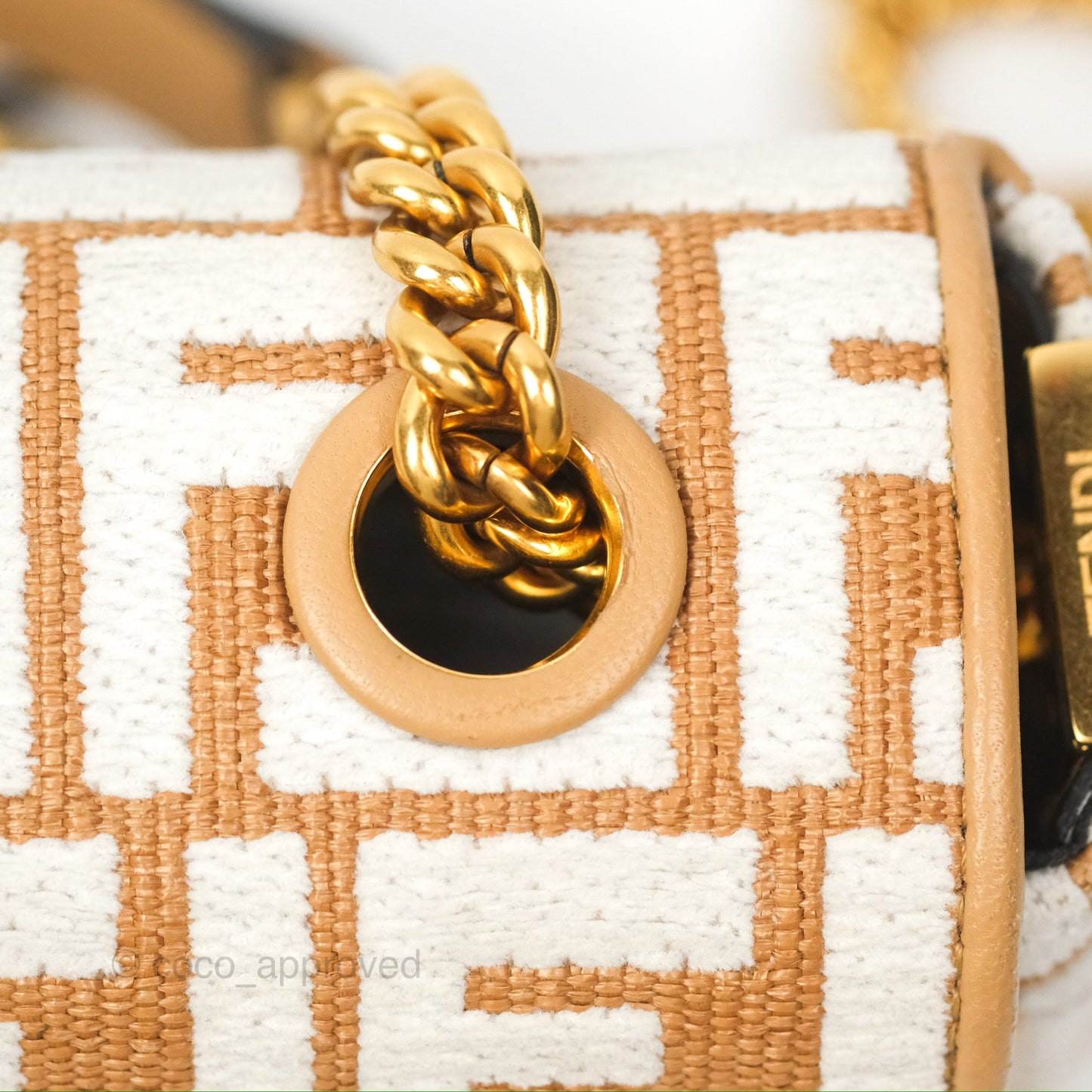 Fendi Baguette Chain Midi Bag Raffia
