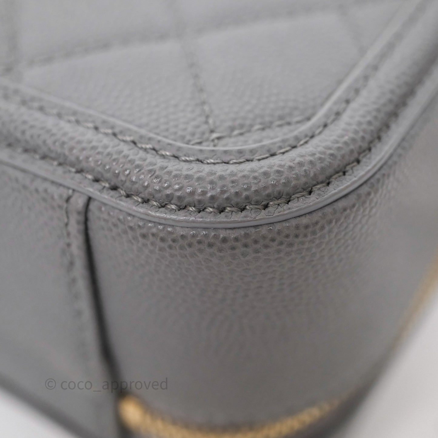 Chanel Medium CC Filigree Vanity Case Quilted Grey Caviar Gold Hardware