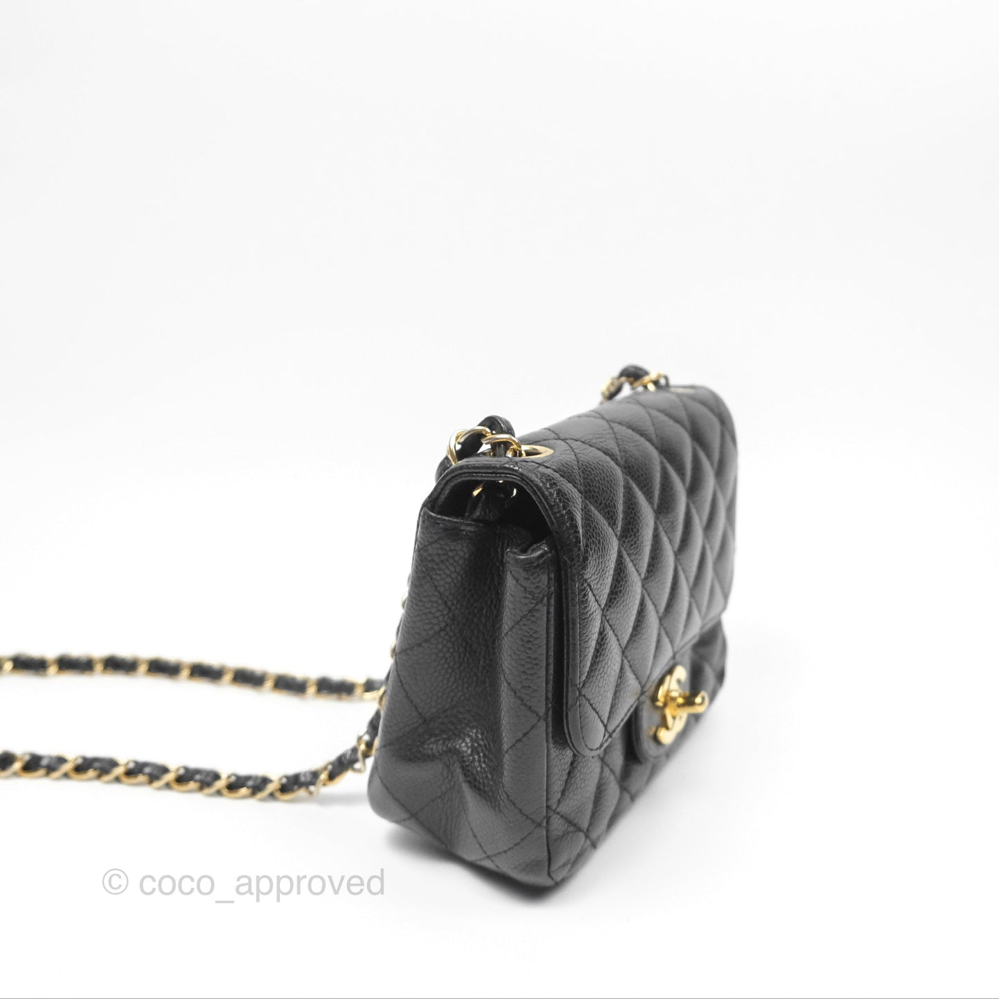 Chanel Vintage Mini Square Quilted Black Caviar Gold Hardware