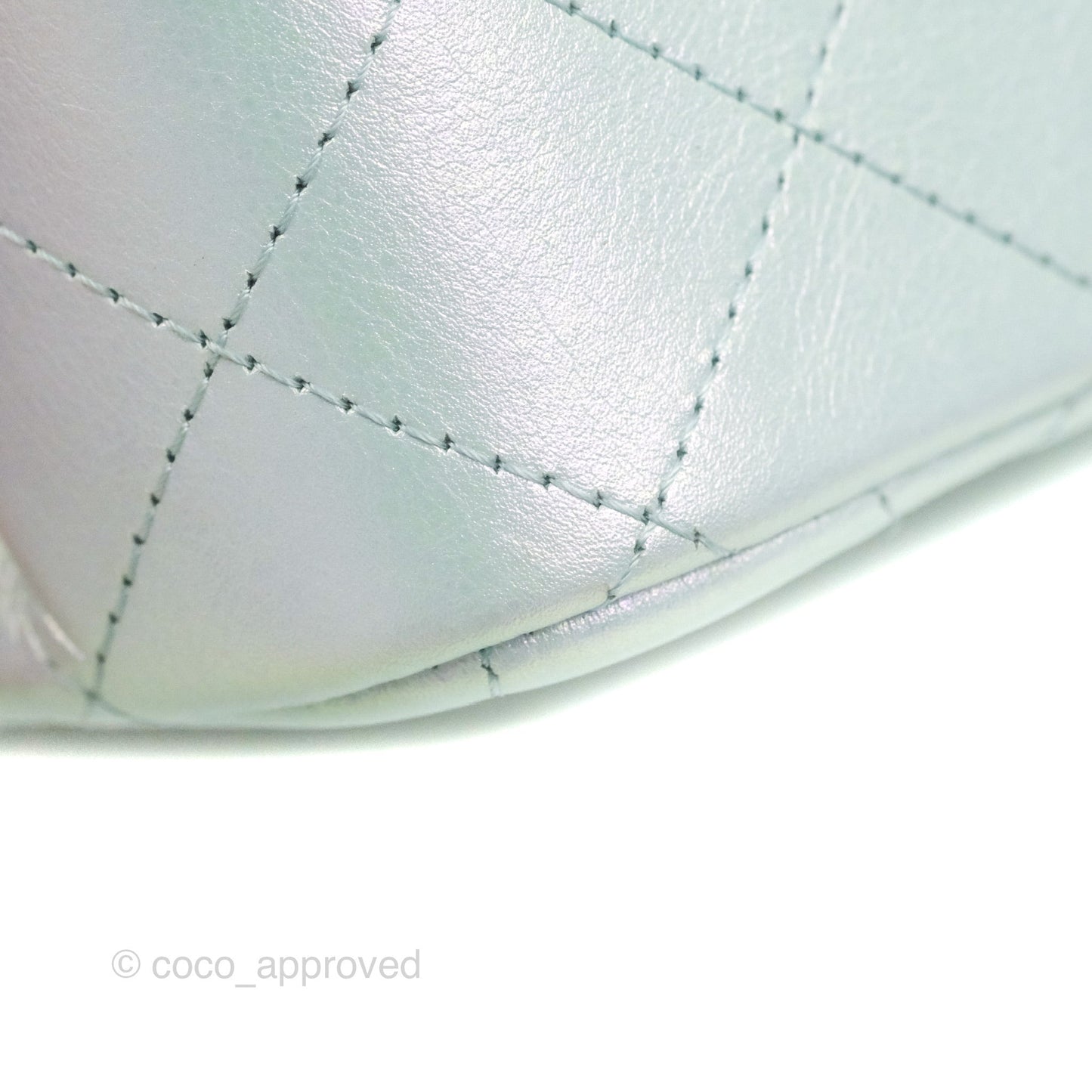 Chanel Mini Square Quilted Iridescent Icy Blue Silver Hardware