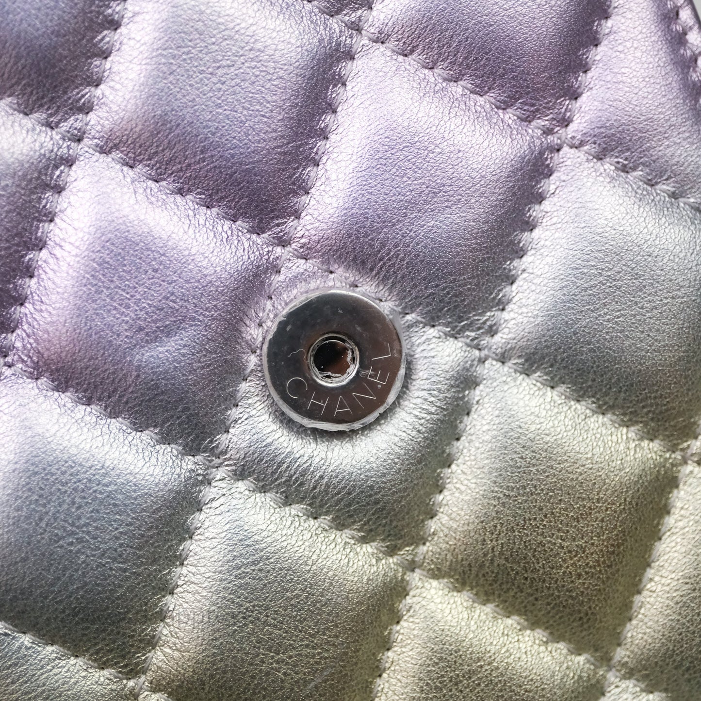 Chanel Classic Quilted Metallic Rainbow Lambskin Phone Holder Rainbow Hardware
