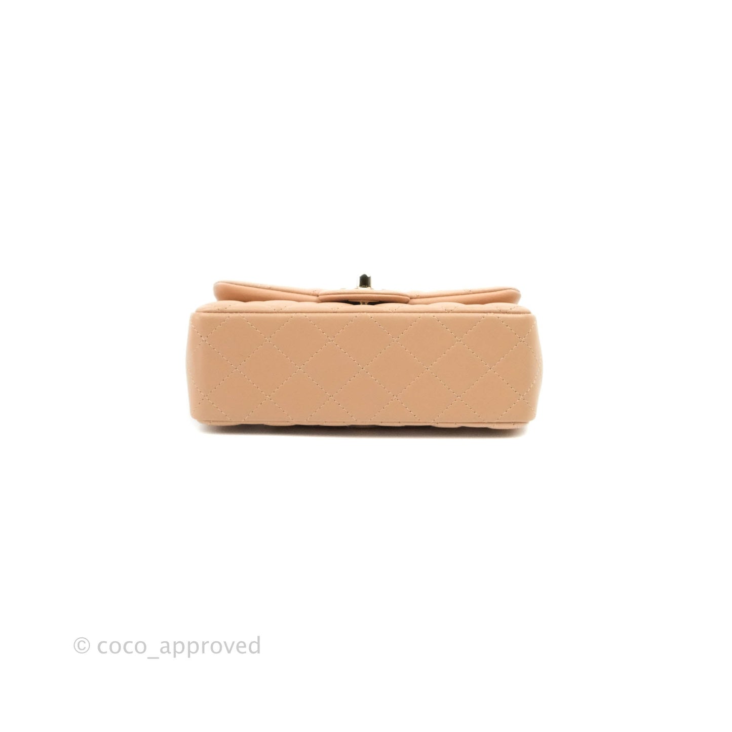 Chanel Quilted Mini Rectangular Lambskin Beige Gold Hardware 21A