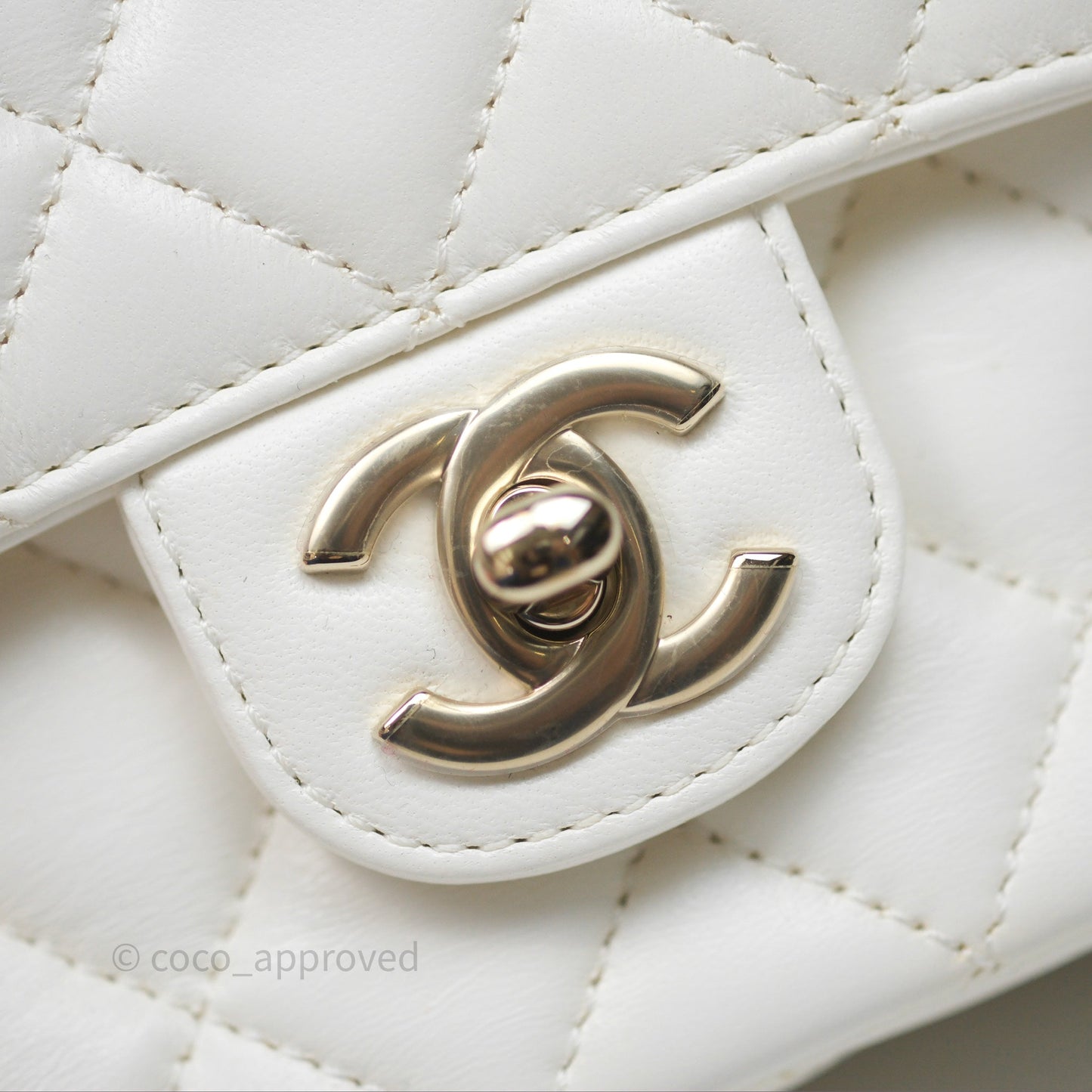 Chanel Crystals Top Handle Mini Rectangular Flap Bag White Lambskin Gold Hardware