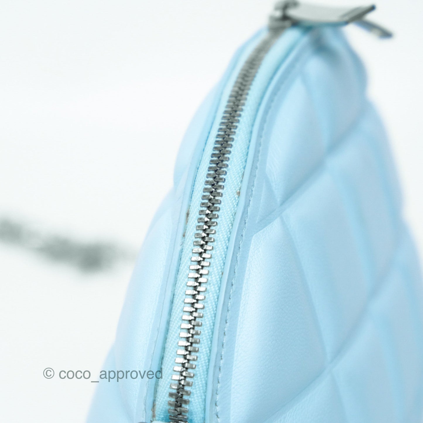 Bottega Veneta Mini Half Moon Bag Topazio Blue Nappa Lambskin Silver Hardware