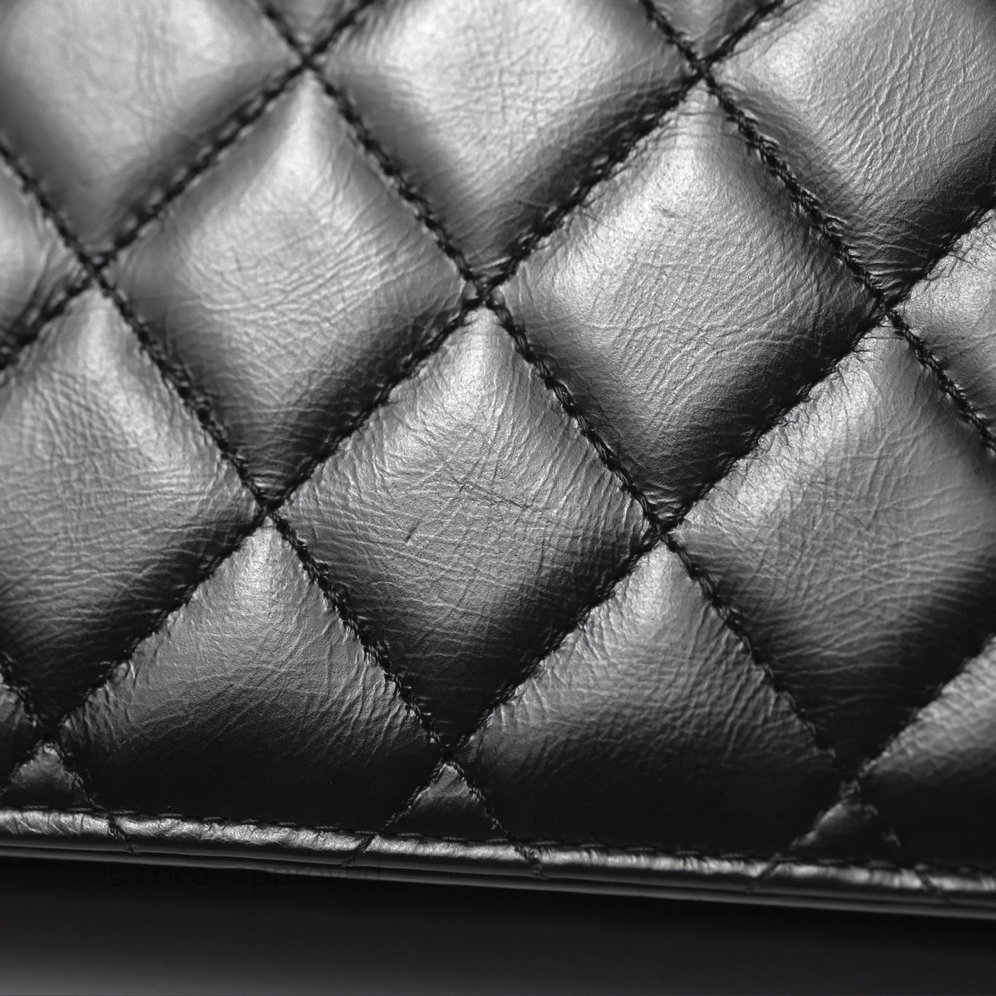 Chanel Mini Crystal Top Handle Wallet On Chain WOC Black Calfskin Gun Metal Hardware 23K