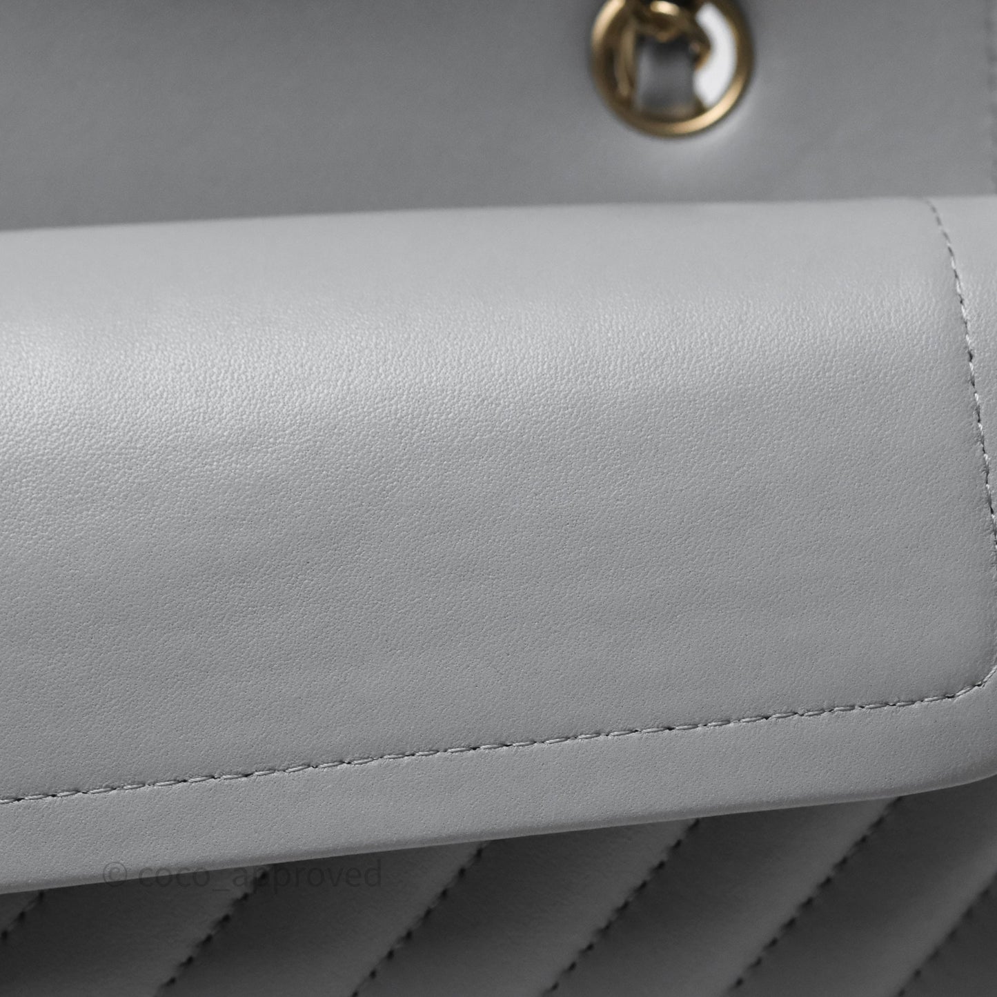 Chanel Classic Small Flap Chevron Grey Lambskin Gold Hardware