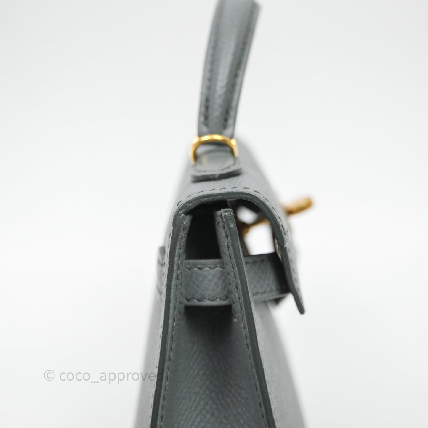 Hermès Mini Kelly Vert Amande 63 Epsom Gold Hardware