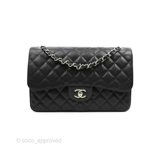 Chanel Jumbo Double Flap Black Caviar Silver Hardware⁣⁣
