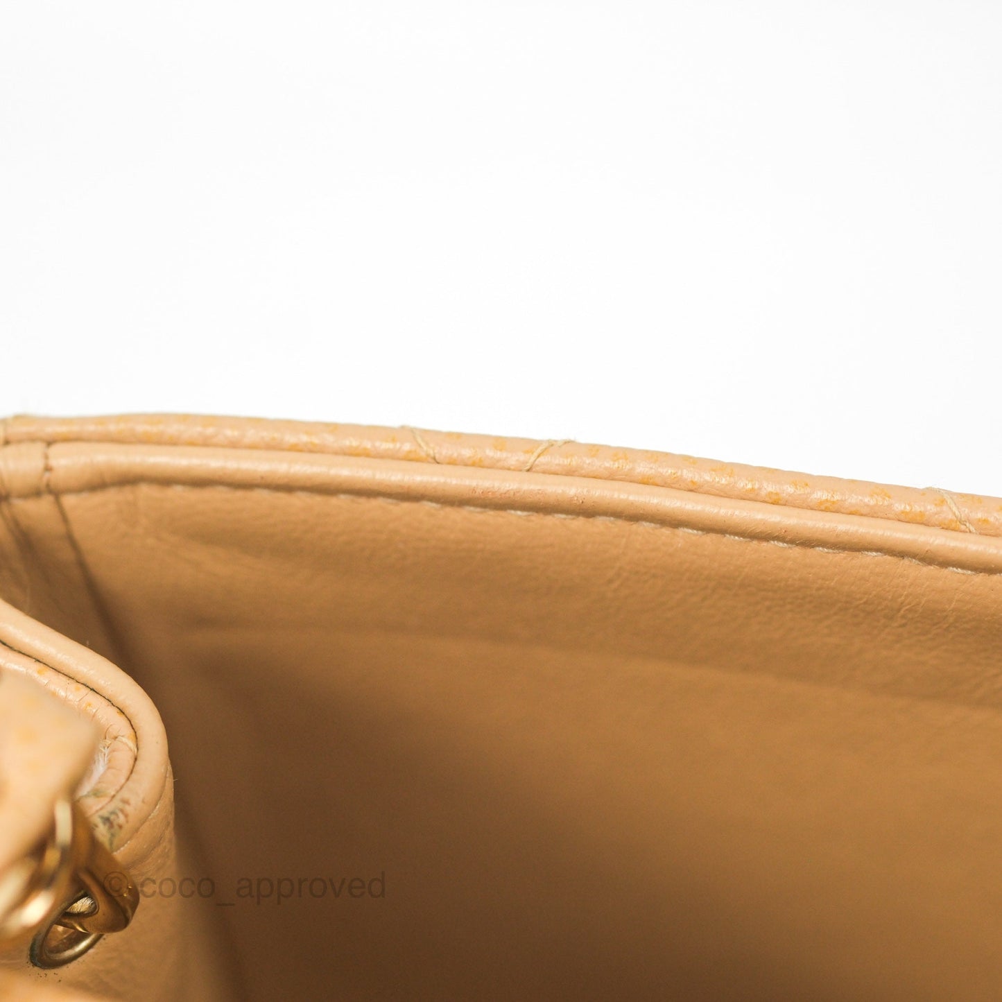 Chanel Quilted Vintage Mini Square Flap Beige Caviar 24K Gold Hardware