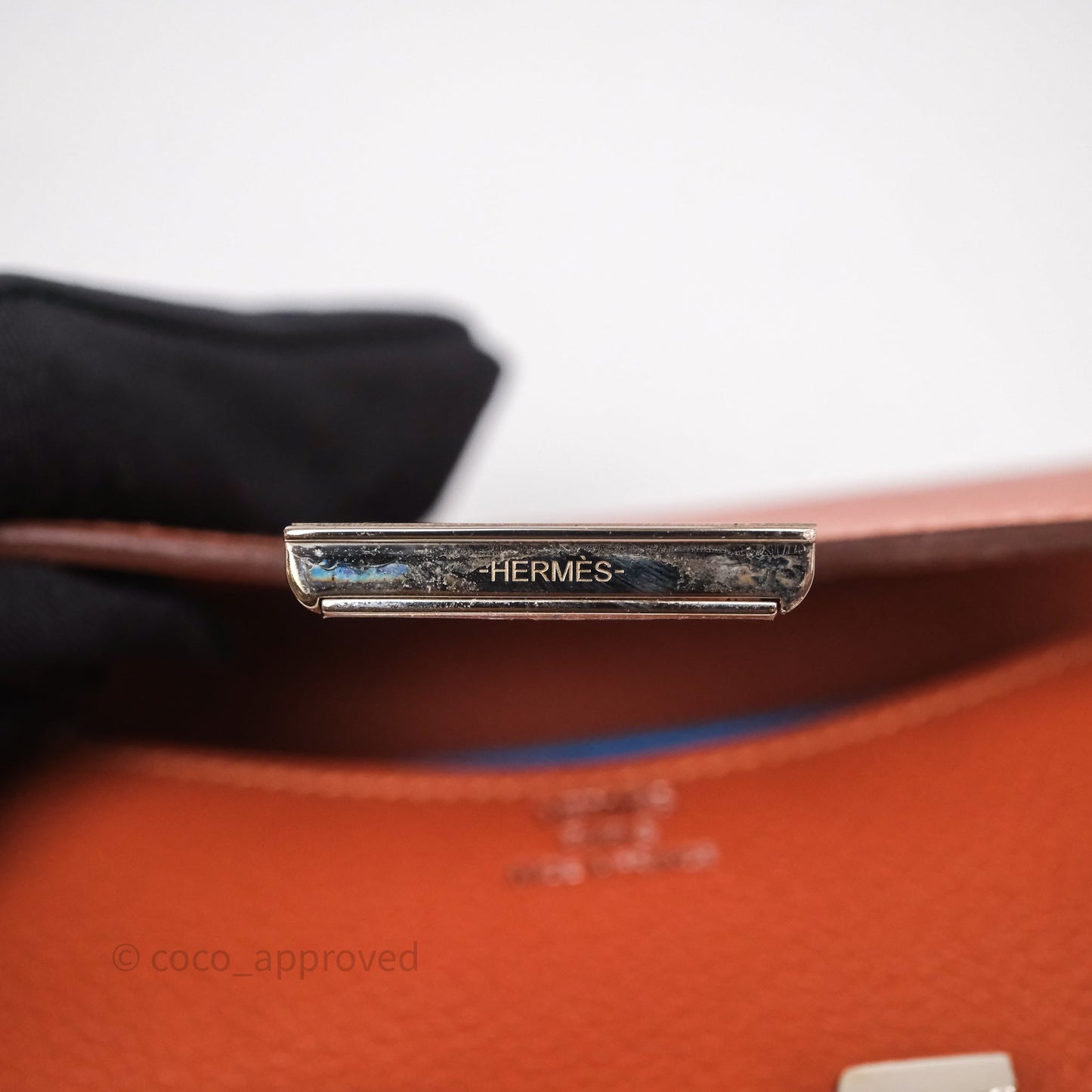 Hermès Constance Slim Wallet Blush J9/ Bleu Frida 0F Evercolor Palladium Hardware