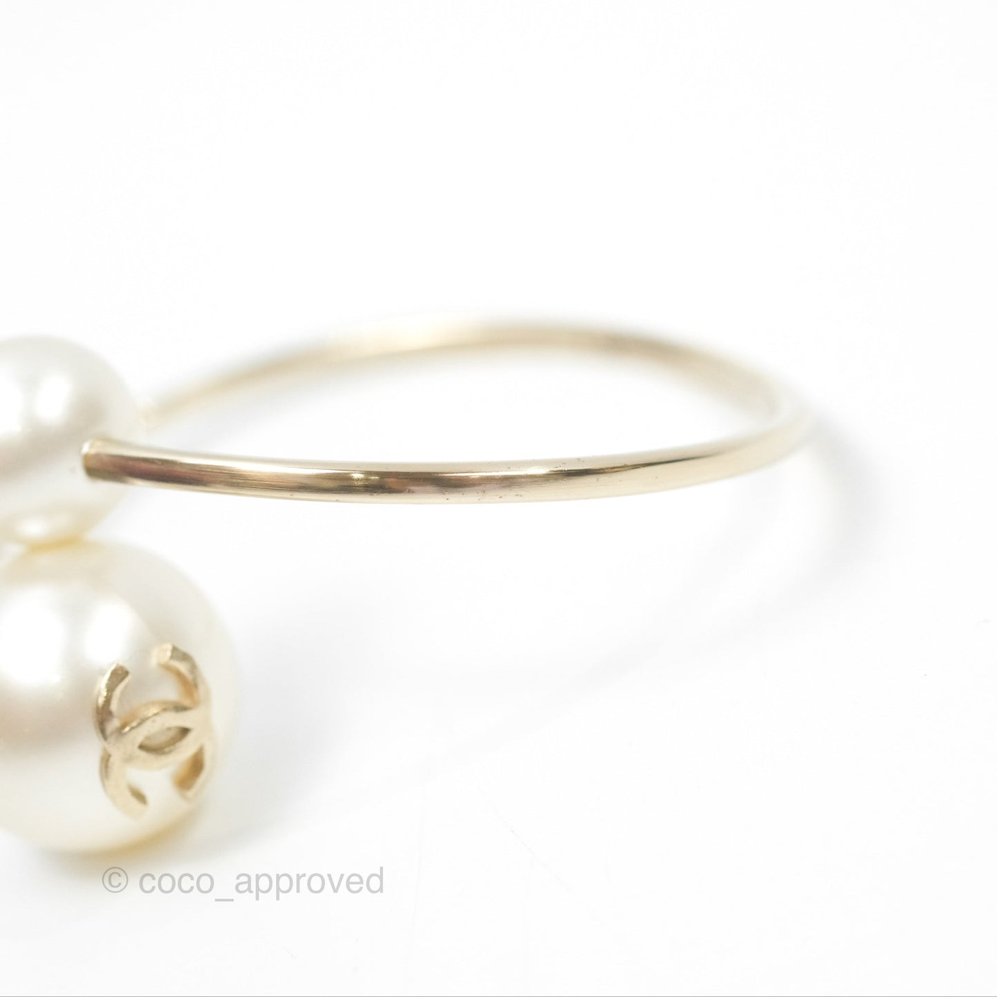 Chanel CC Pearl Bangle Gold Tone 14B