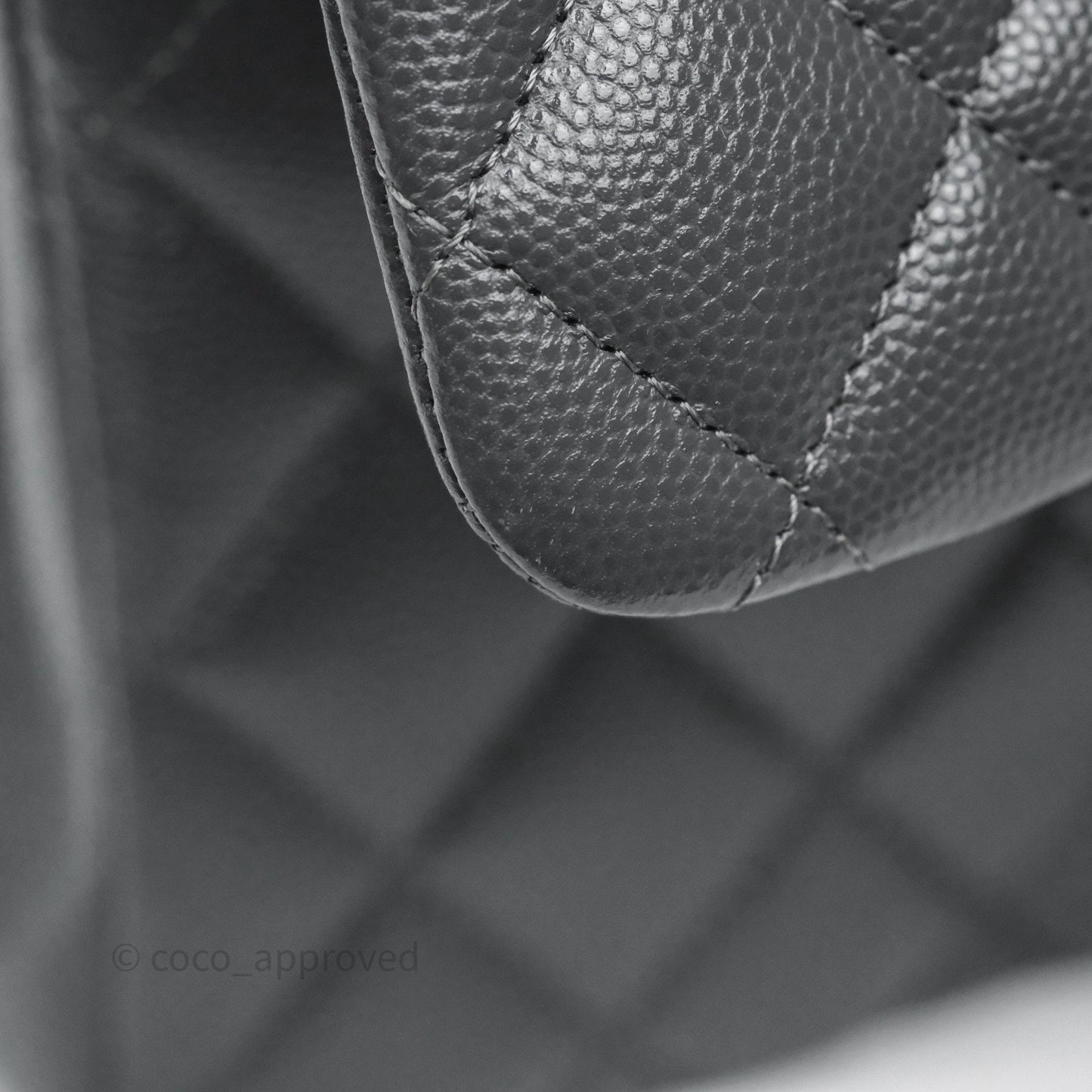 Chanel Small Classic Flap Quilted Dark Grey Caviar Gold Hardware