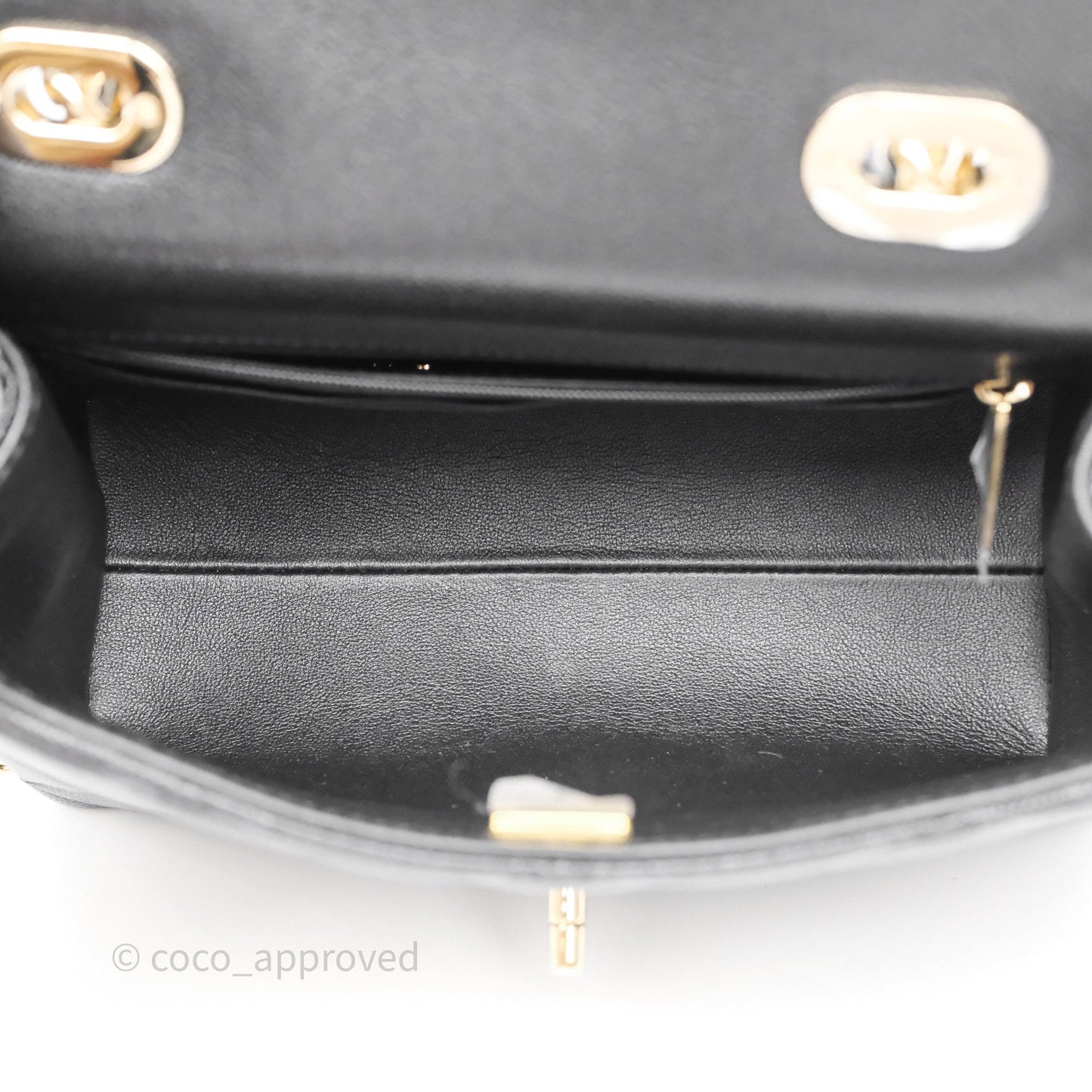 Chanel Quilted Small Top Handle Flap Bag Black Caviar Gold Hardware
