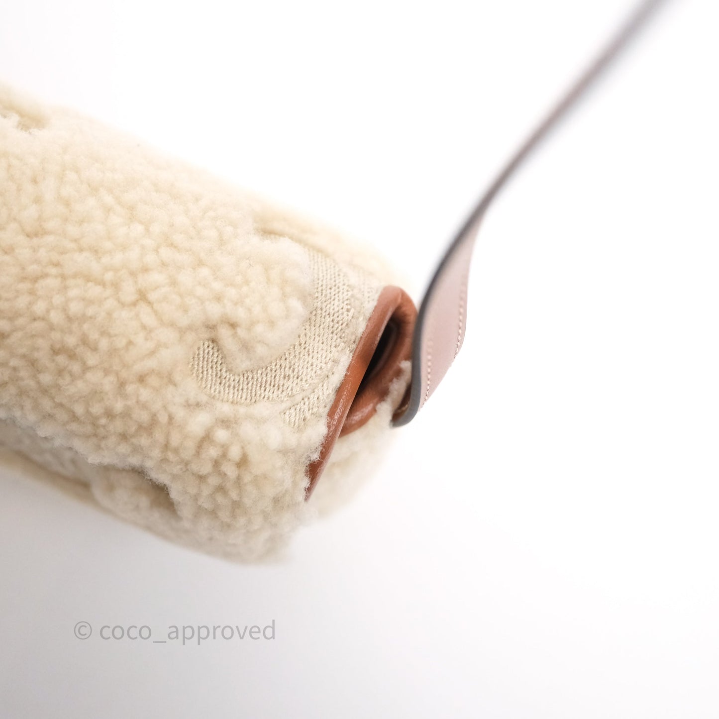 Celine Triomphe Shoulder Bag Beige Shearling