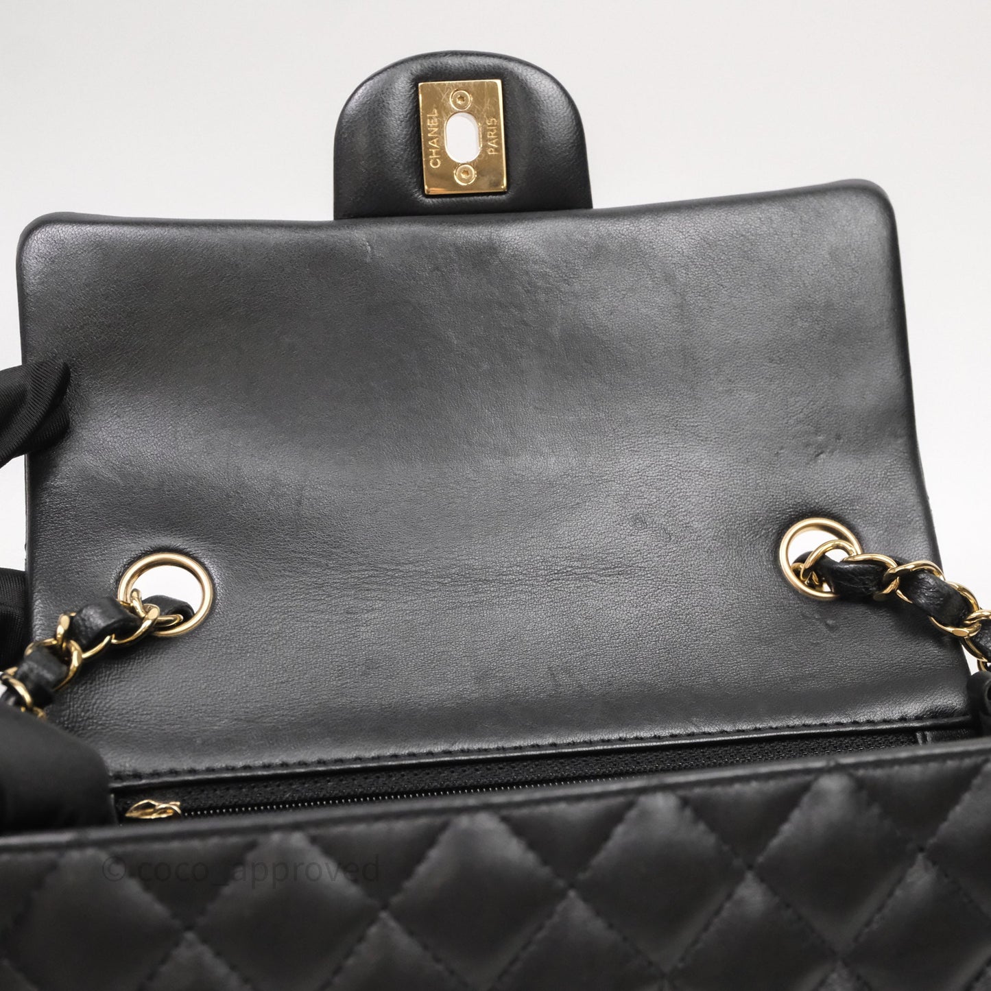 Chanel Mini Rectangular Flap Quilted Black Lambskin Gold Hardware