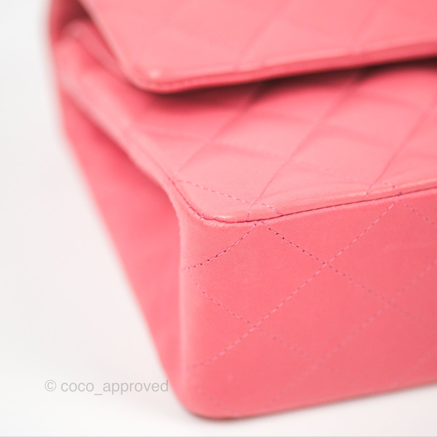 Chanel Classic M/L Medium Flap Quilted Pink Lambskin Silver Hardware