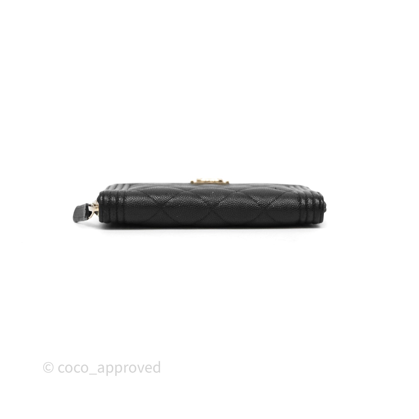 Chanel Boy Zip Wallet Black Caviar Gold Hardware