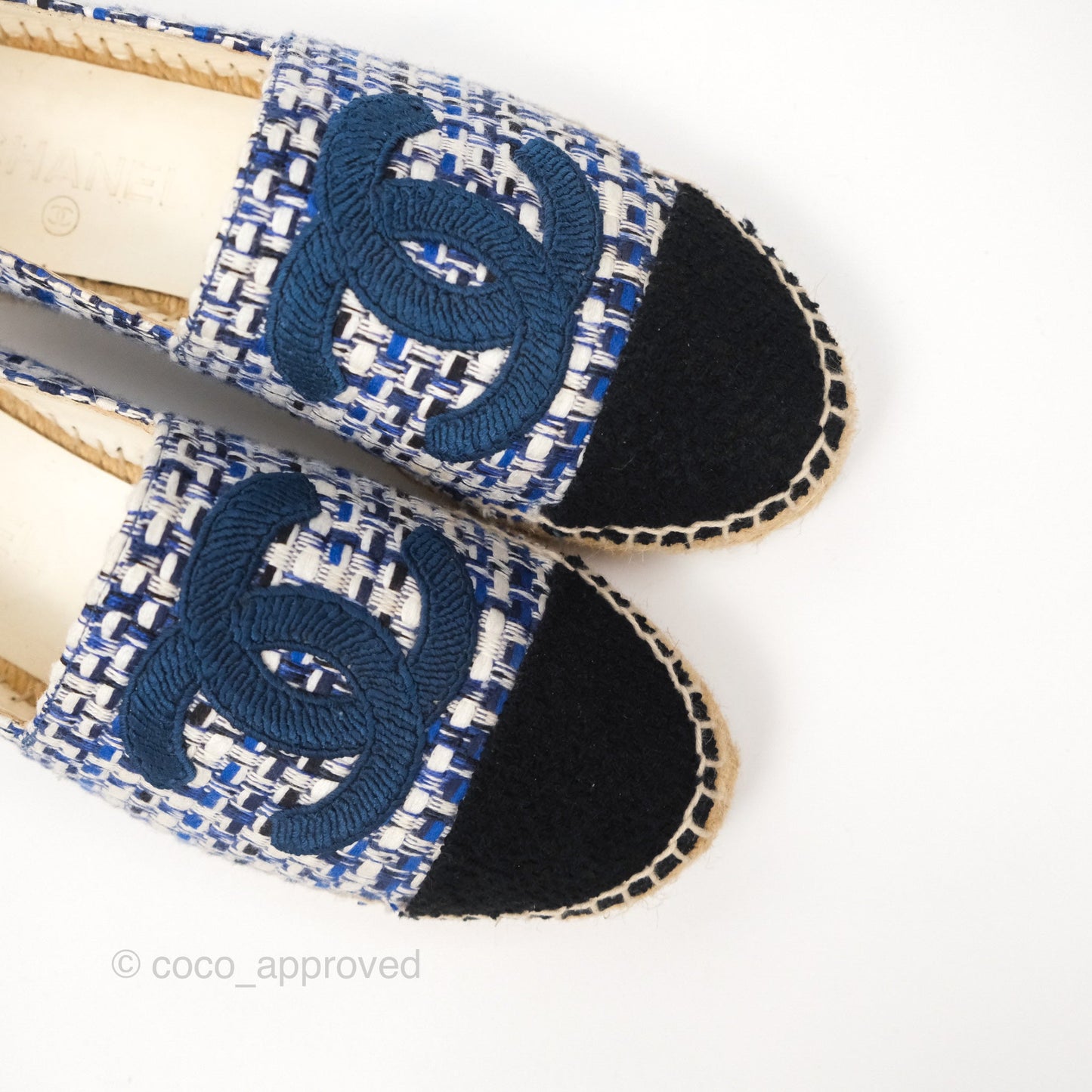 Chanel Espadrille Blue Tweed Size 38