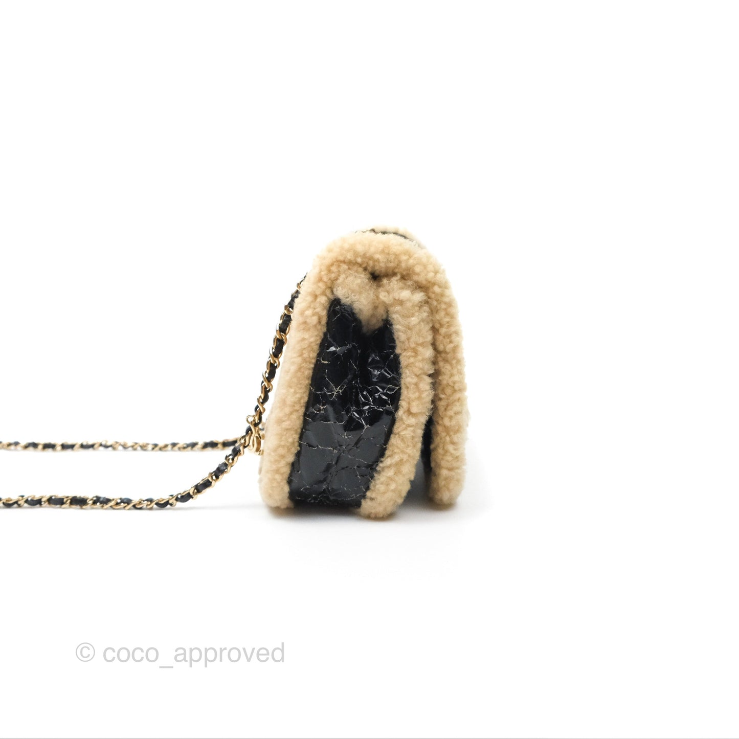 Chanel Mania CC Shearling Flap Bag Black Crumpled Glazed Sheepskin