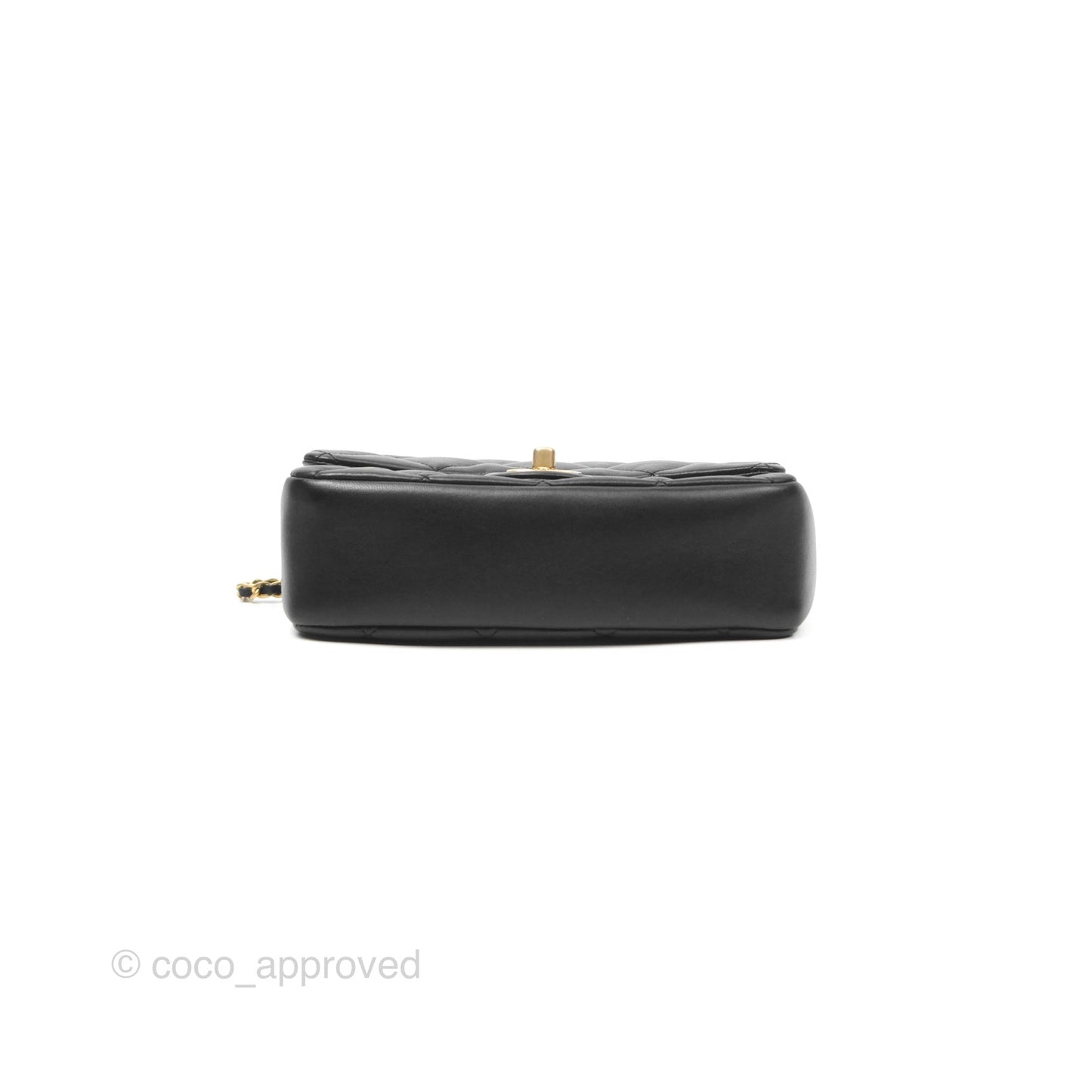 Chanel Mini Flap Bag With Heart CC Charm Black Lambskin Aged Gold Hardware